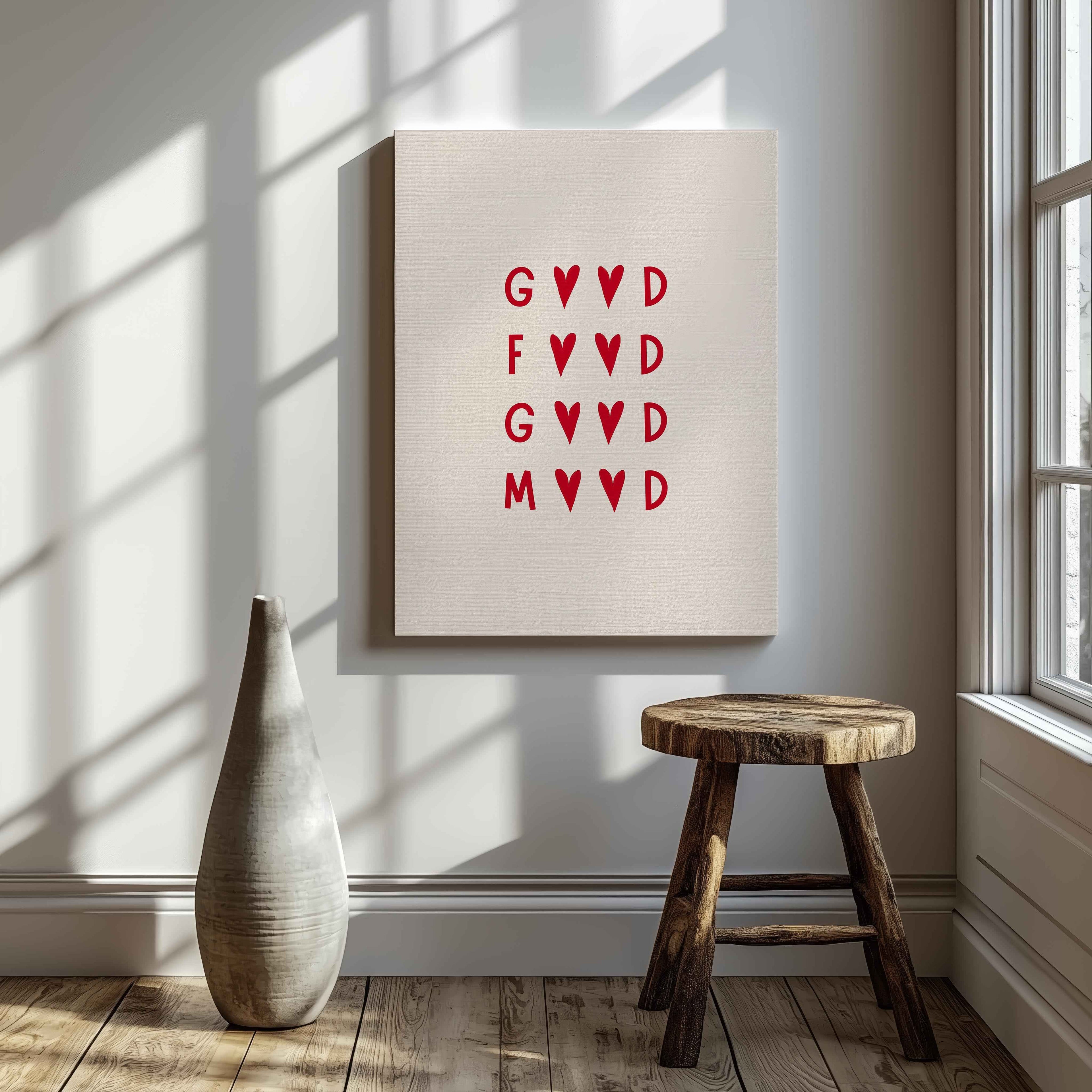 Good Food, Good Mood Kitchen Quote - Framed Canvas Wall Art Print | House Prints