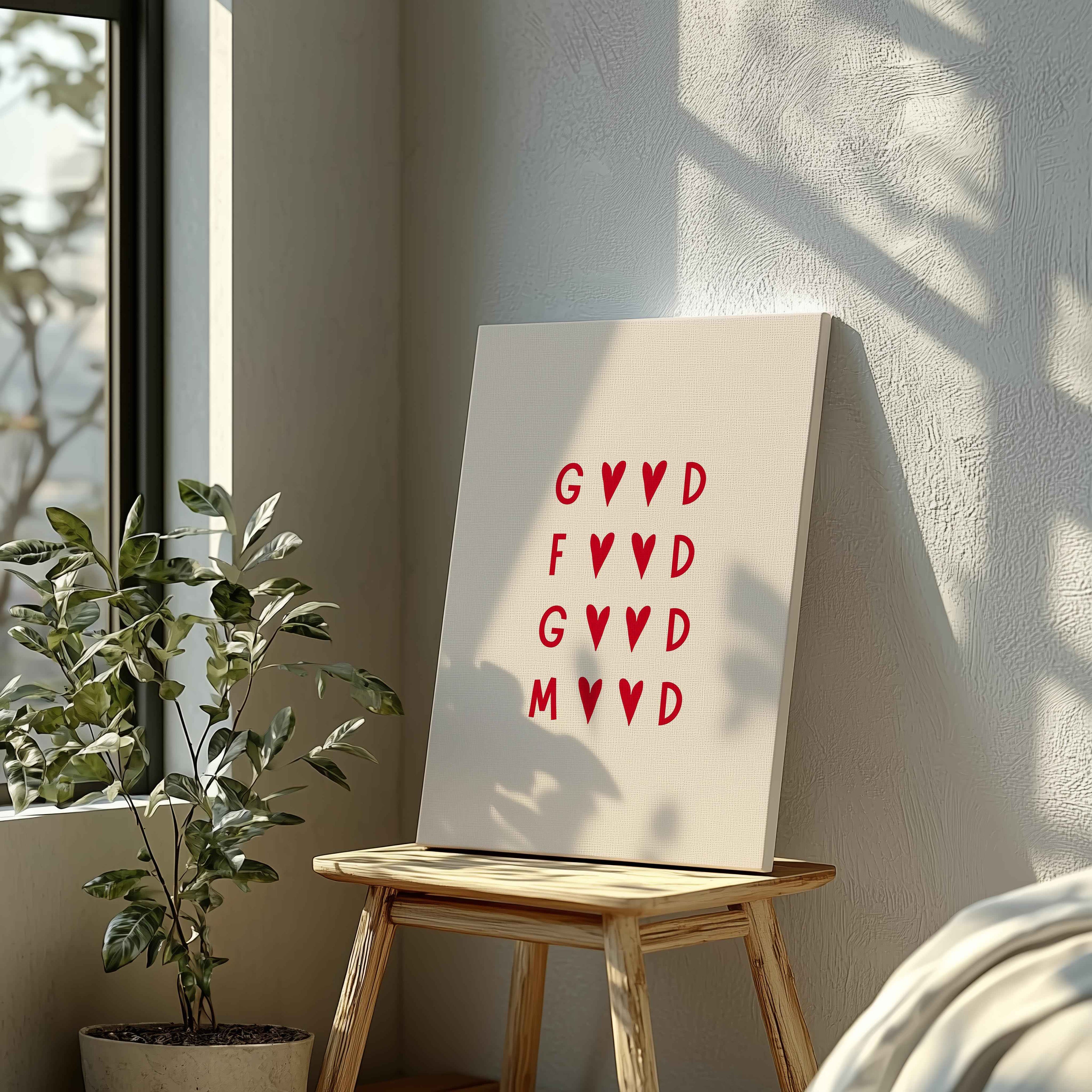 Good Food, Good Mood Kitchen Quote - Framed Canvas Wall Art Print | House Prints