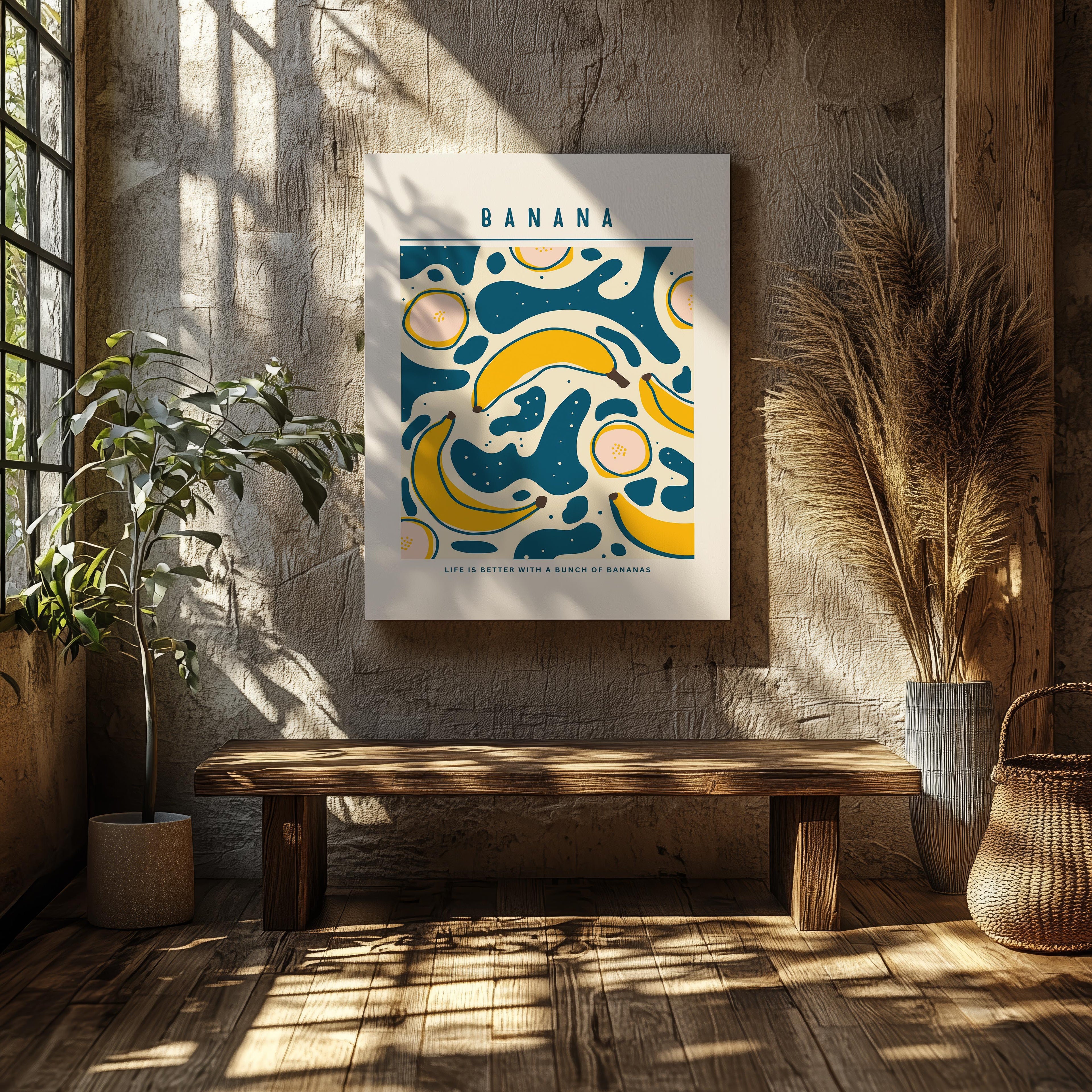Life Is Better With A Bunch of Bananas - Framed Canvas Wall Art Print | House Prints