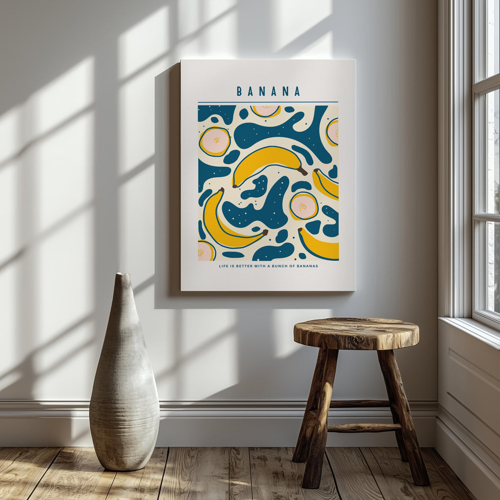 Life Is Better With A Bunch of Bananas - Framed Canvas Wall Art Print | House Prints