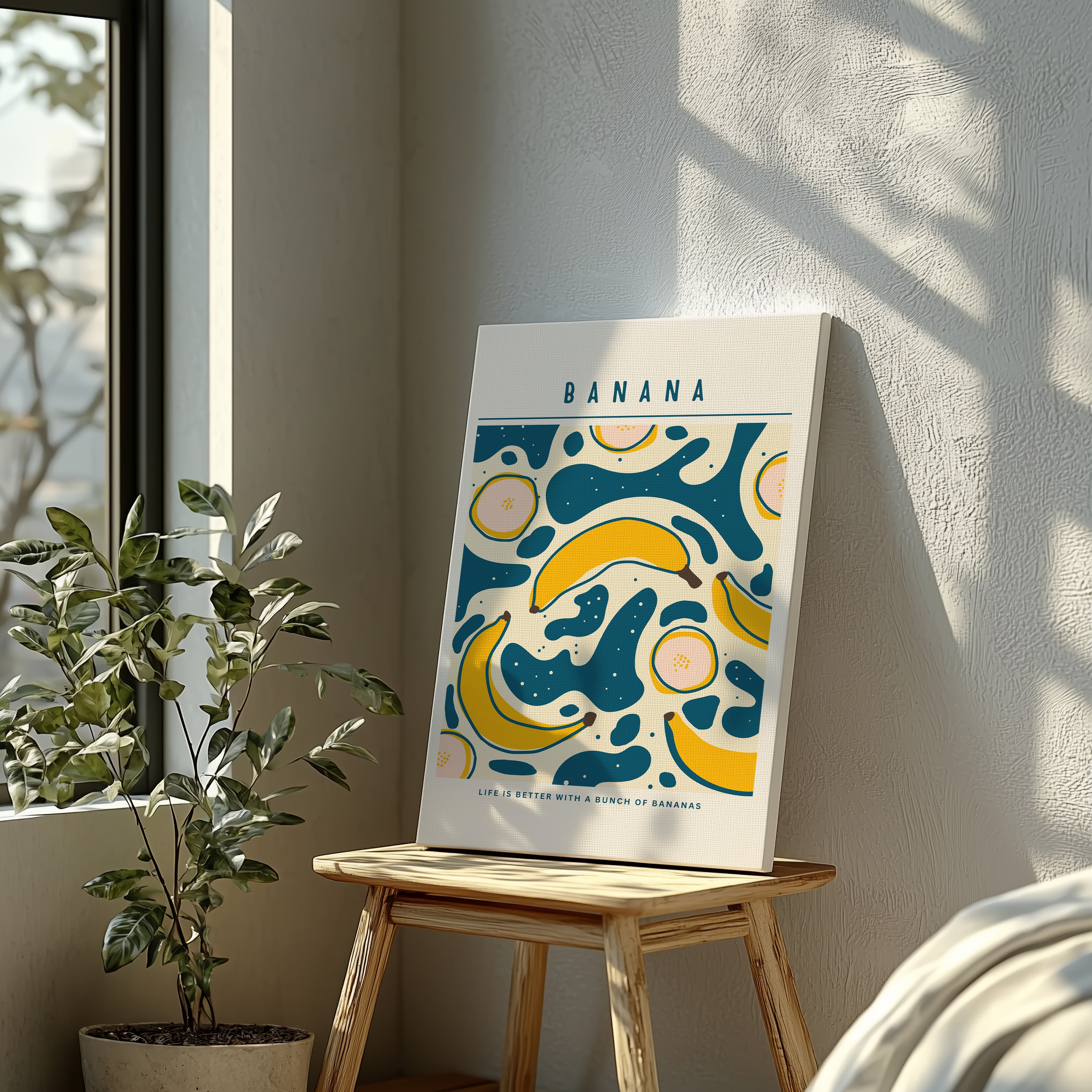 Life Is Better With A Bunch of Bananas - Framed Canvas Wall Art Print | House Prints