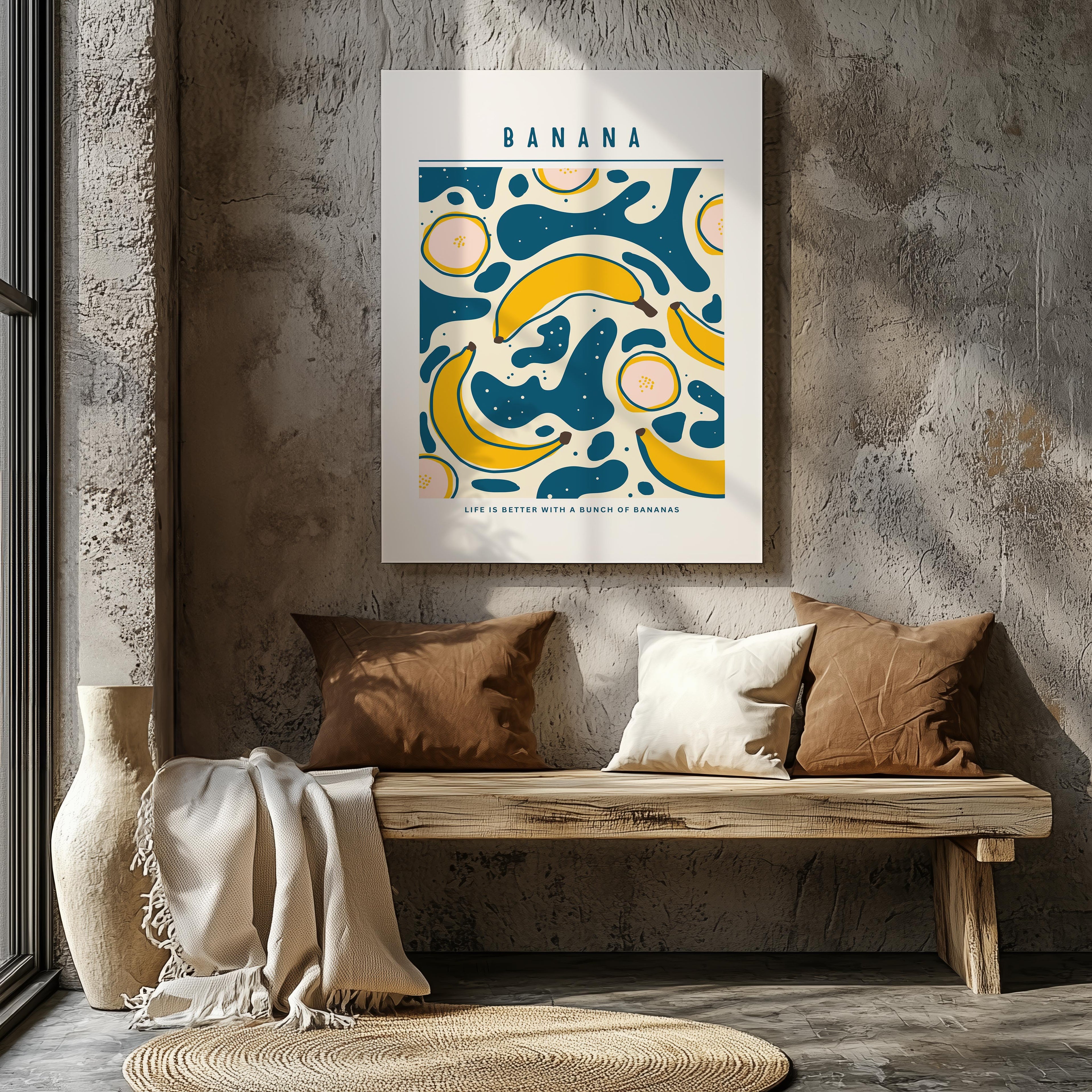 Life Is Better With A Bunch of Bananas - Framed Canvas Wall Art Print | House Prints