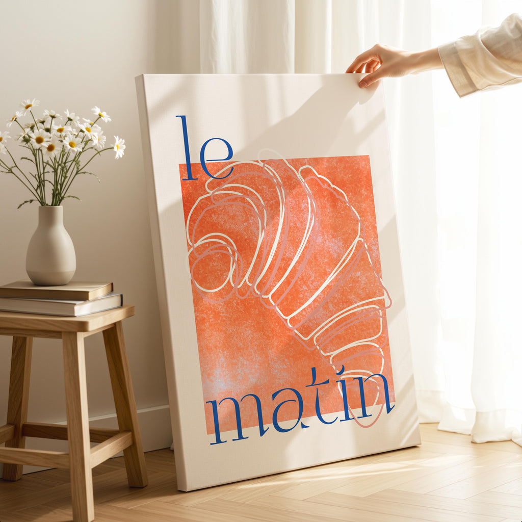Le Matin Morning Breakfast Croissant - Framed Canvas Wall Art Print | House Prints