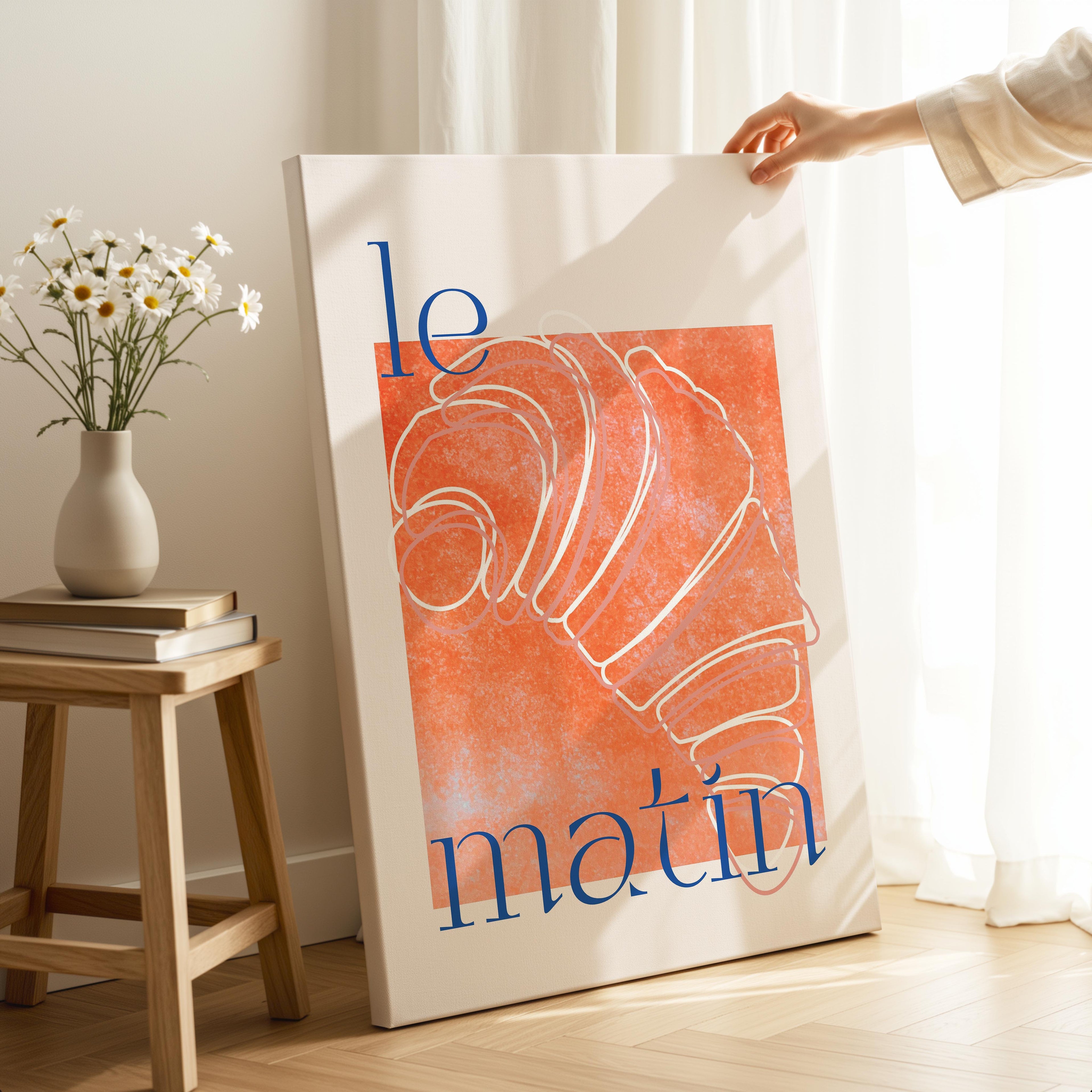 Le Matin Morning Breakfast Croissant - Framed Canvas Wall Art Print | House Prints