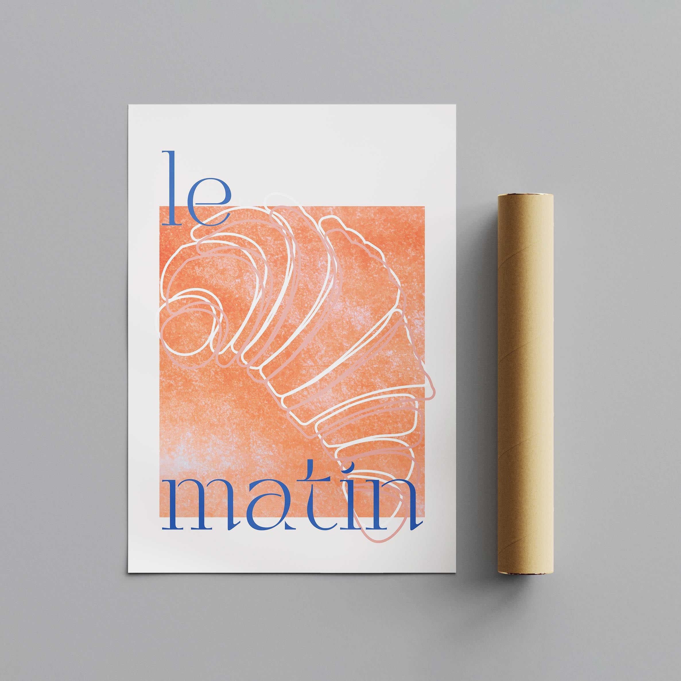 Le Matin Morning Breakfast Croissant - Rolled Poster Wall Art Print | House Prints