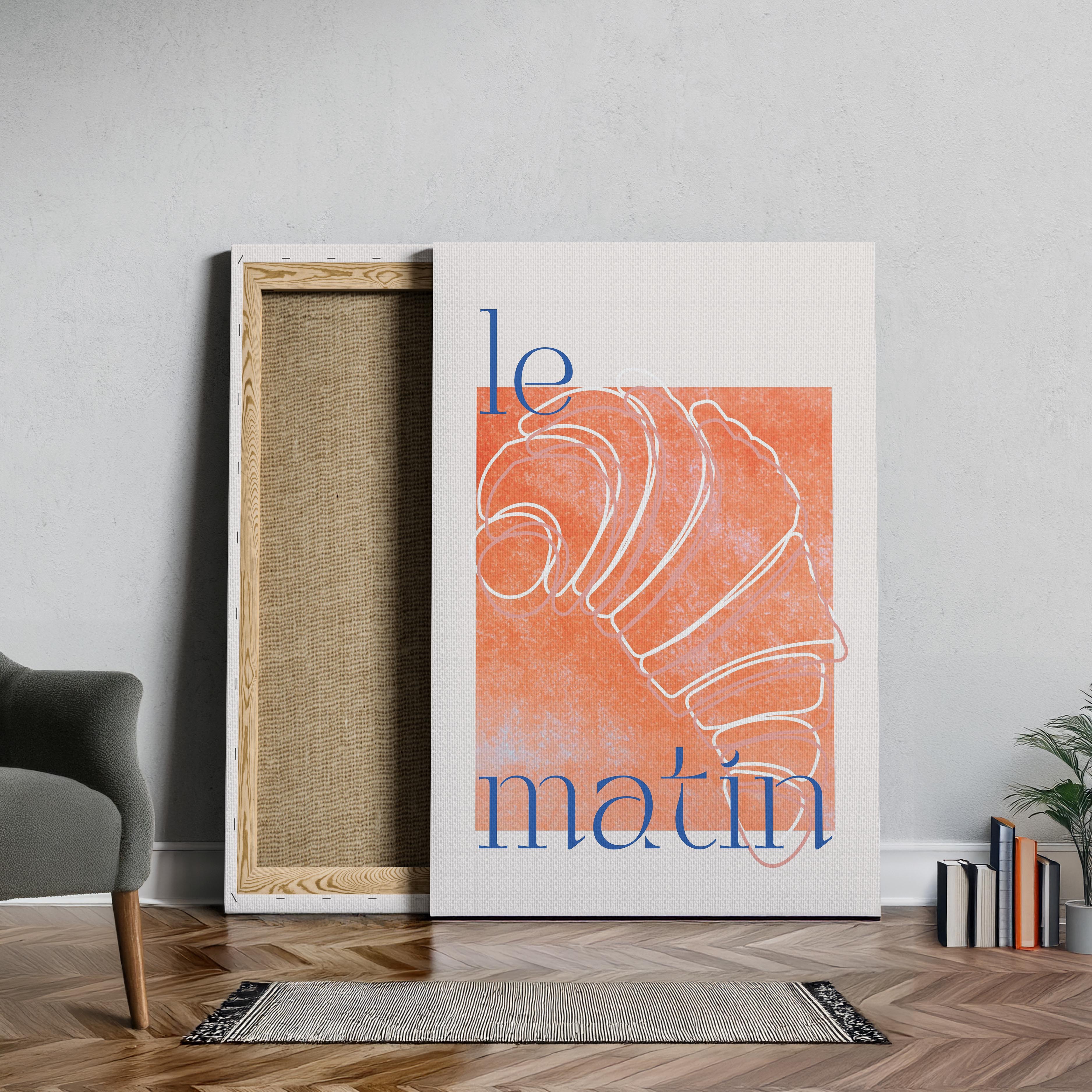 Le Matin Morning Breakfast Croissant - Framed Canvas Wall Art Print | House Prints