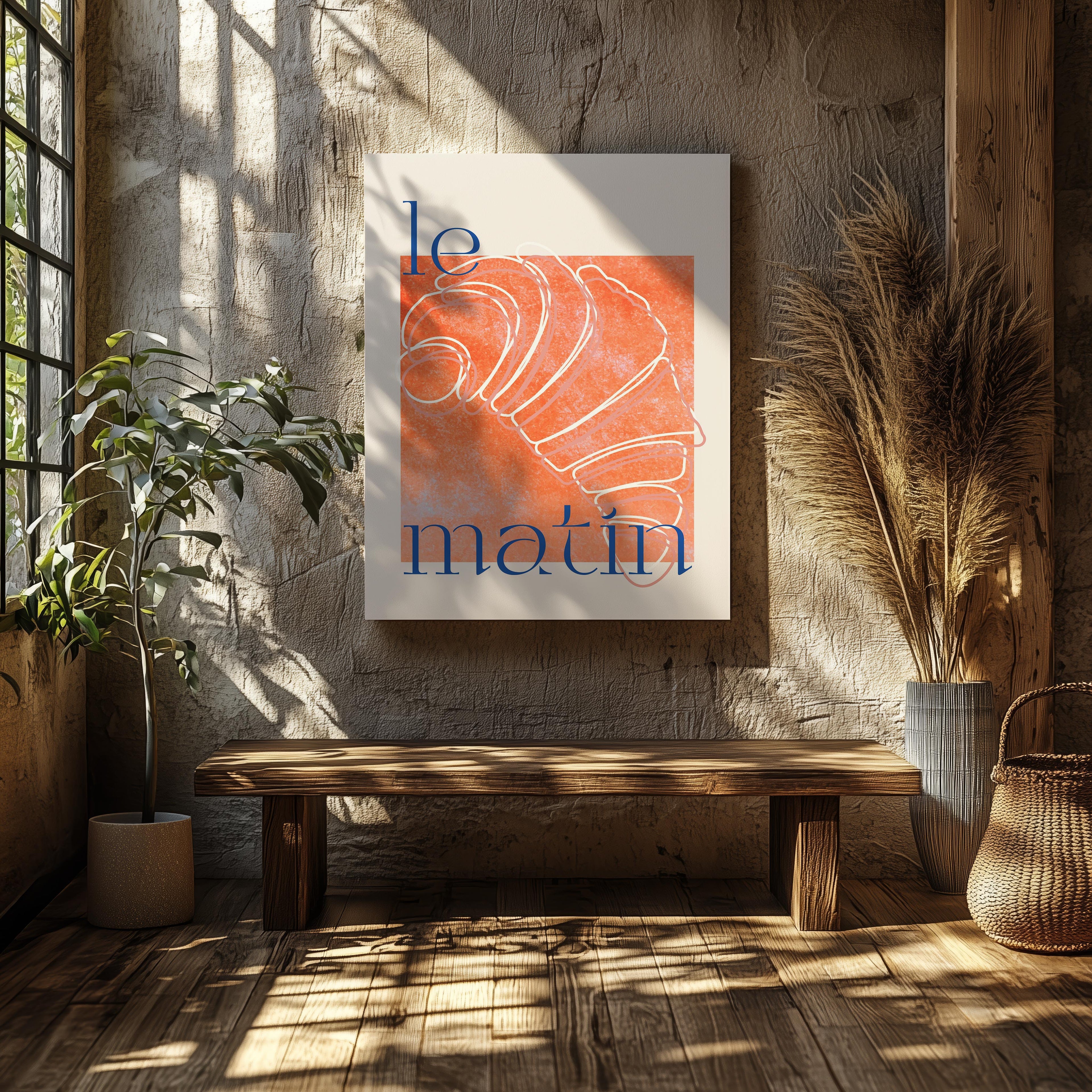 Le Matin Morning Breakfast Croissant - Framed Canvas Wall Art Print | House Prints