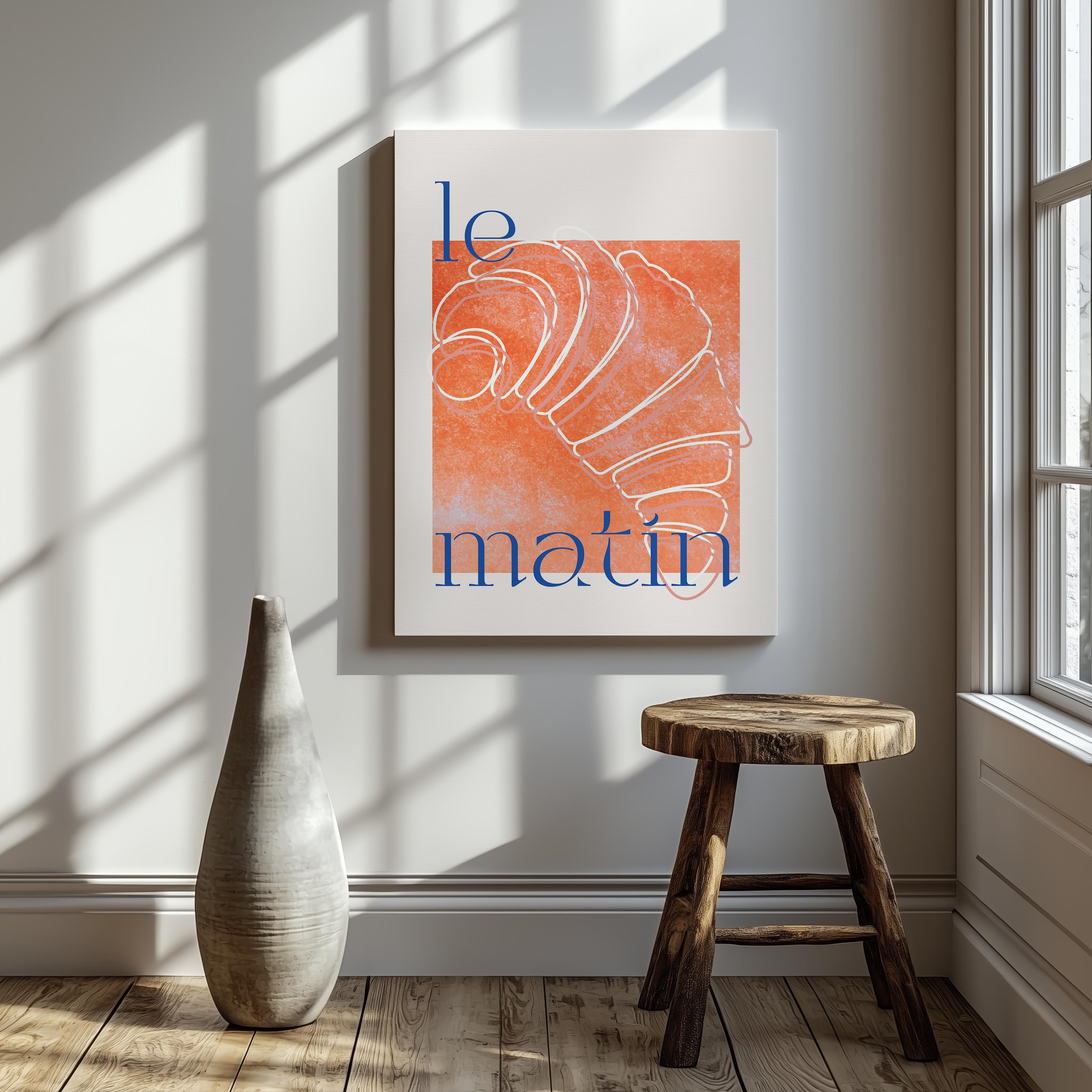 Le Matin Morning Breakfast Croissant - Framed Canvas Wall Art Print | House Prints