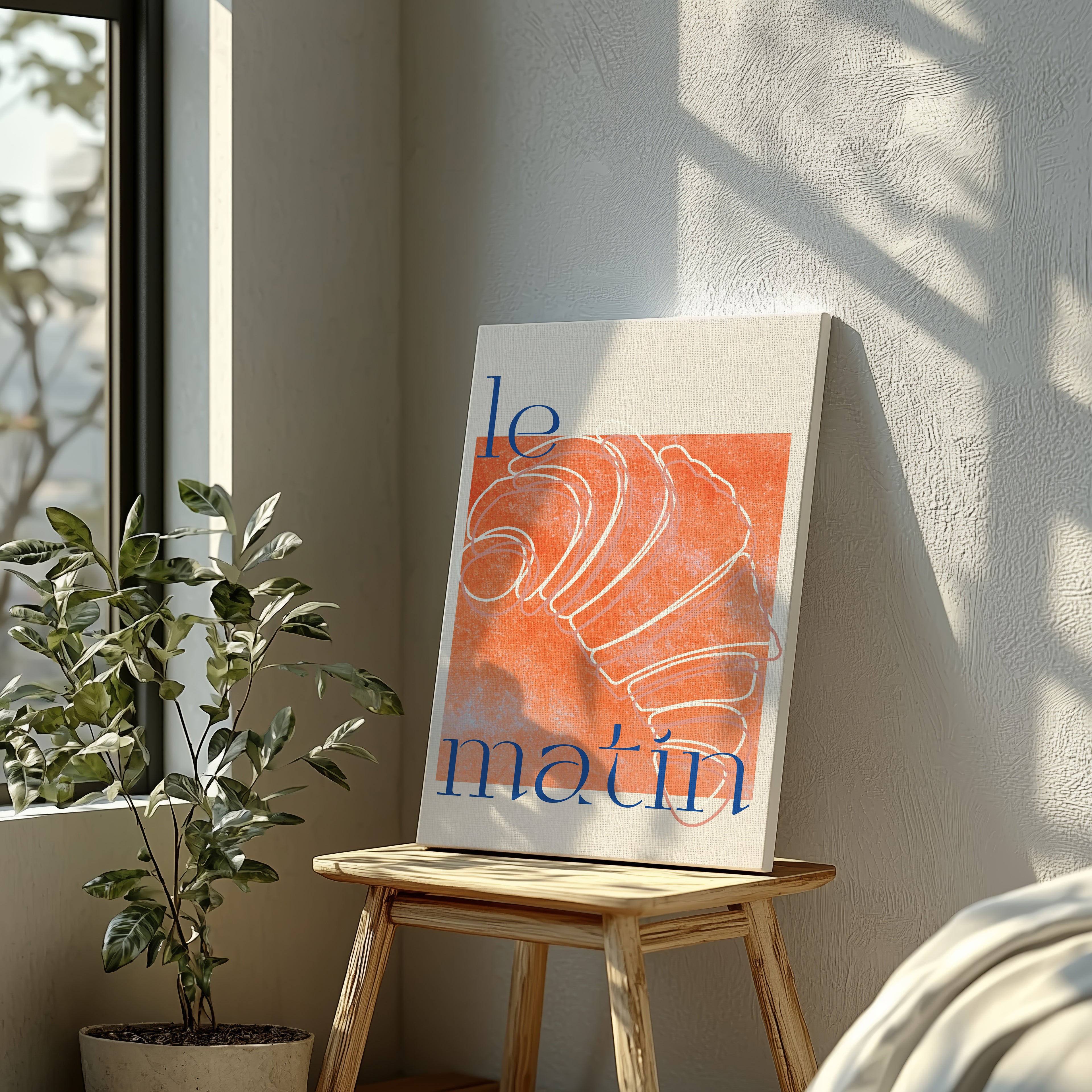 Le Matin Morning Breakfast Croissant - Framed Canvas Wall Art Print | House Prints