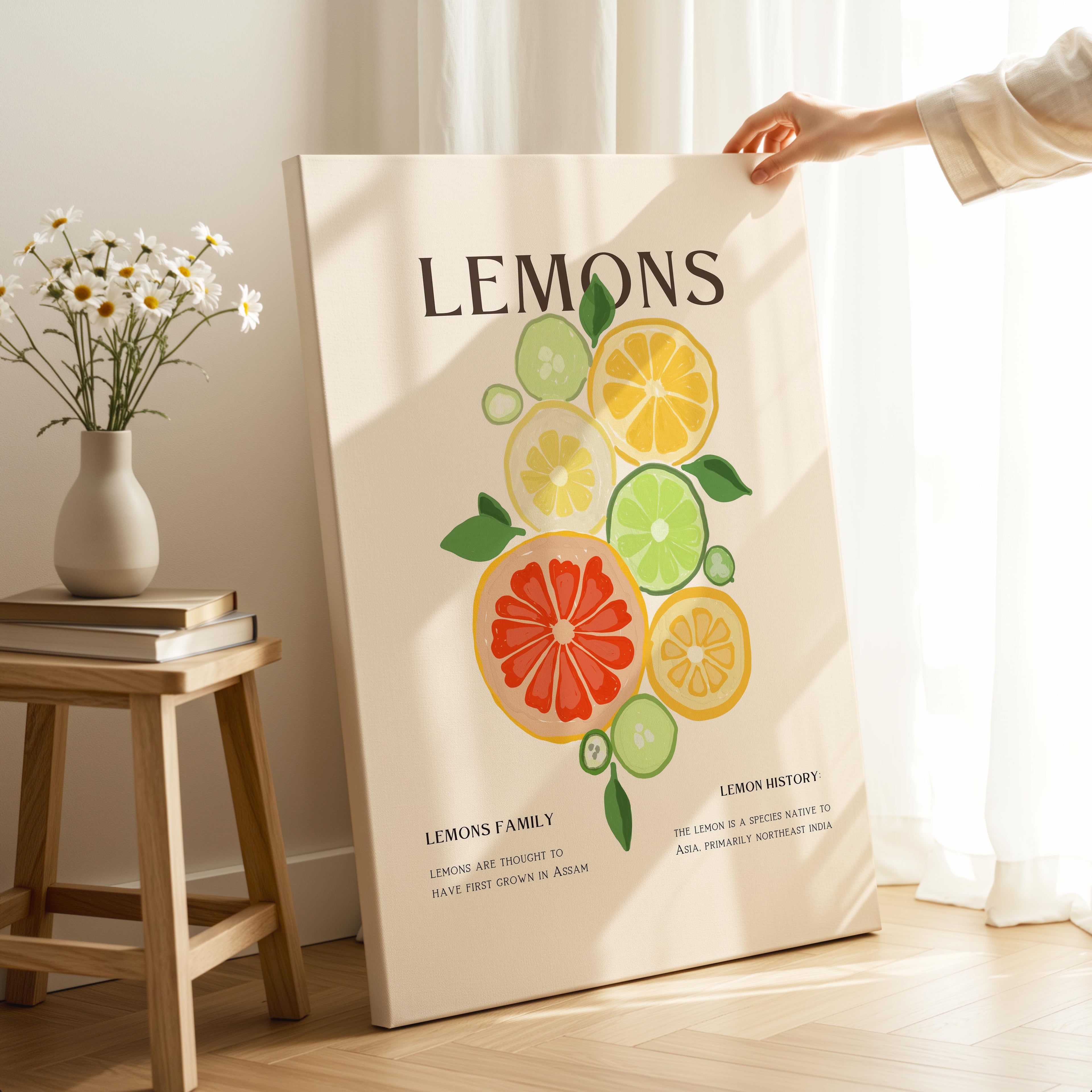 Citrus Lemon Botanical Family Kitchen - Framed Canvas Wall Art Print | House Prints