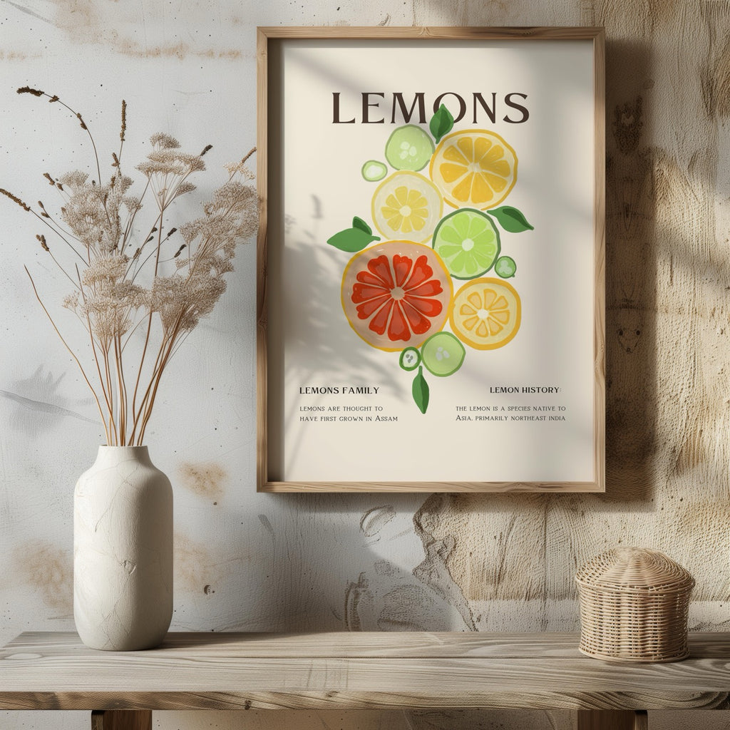 Citrus Lemon Botanical History Kitchen - Rolled Poster Wall Art Print | House Prints