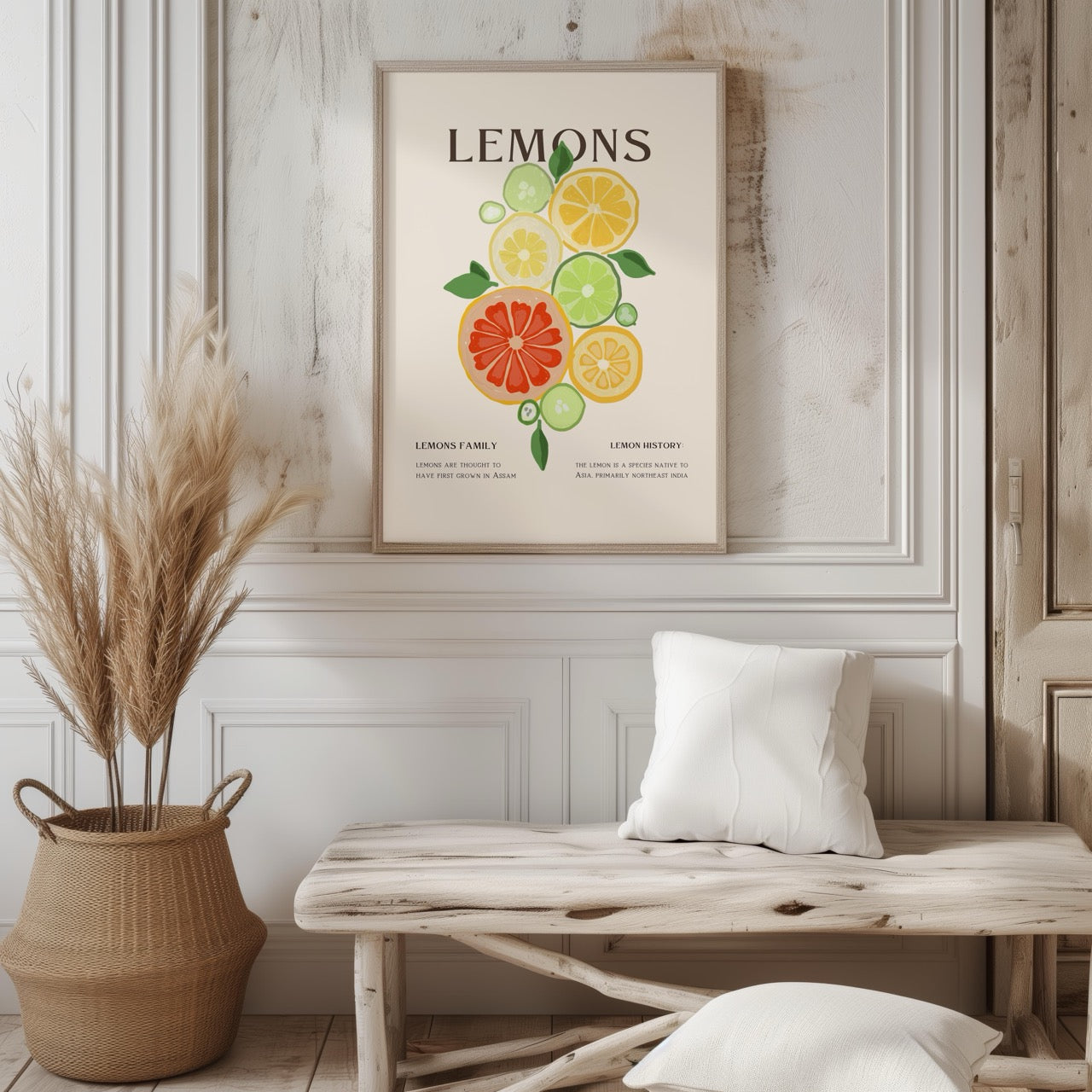 Citrus Lemon Botanical History Kitchen - Rolled Poster Wall Art Print | House Prints