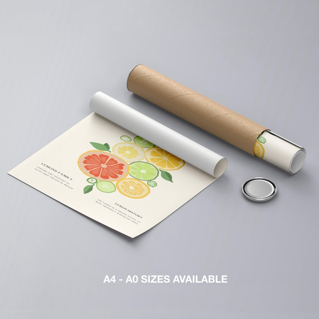 Citrus Lemon Botanical History Kitchen - Rolled Poster Wall Art Print | House Prints