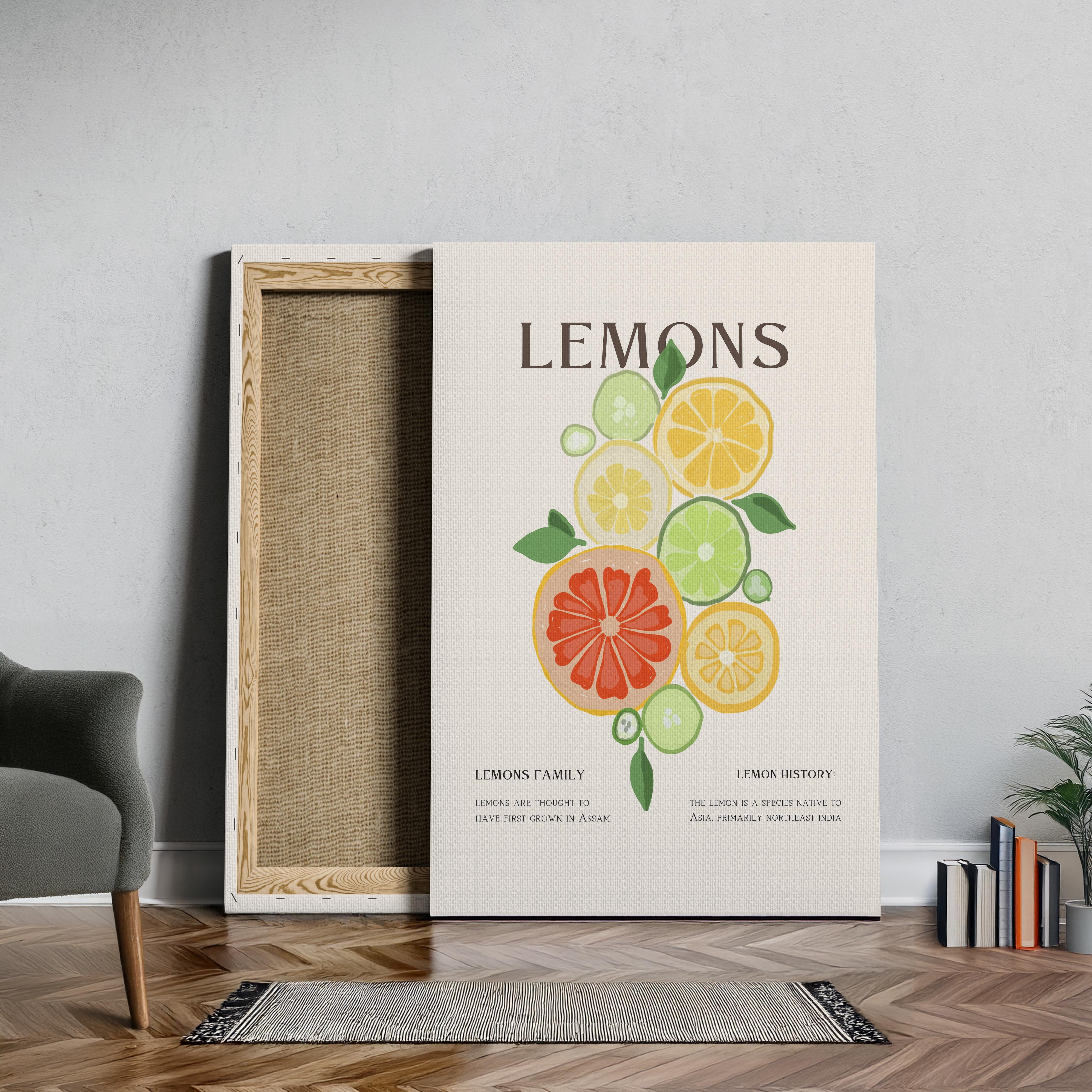 Citrus Lemon Botanical Family Kitchen - Framed Canvas Wall Art Print | House Prints