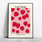 Pink Strawberry Addiction Kitchen Fruit Market - Rolled Poster Wall Art Print | House Prints