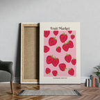 Pink Strawberry Addiction Kitchen Fruit Market - Framed Canvas Wall Art Print | House Prints