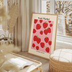 Pink Strawberry Addiction Kitchen Fruit Market - Rolled Poster Wall Art Print | House Prints