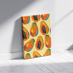 Tropical Papaya Paradise Pattern - Framed Canvas Wall Art Print | House Prints