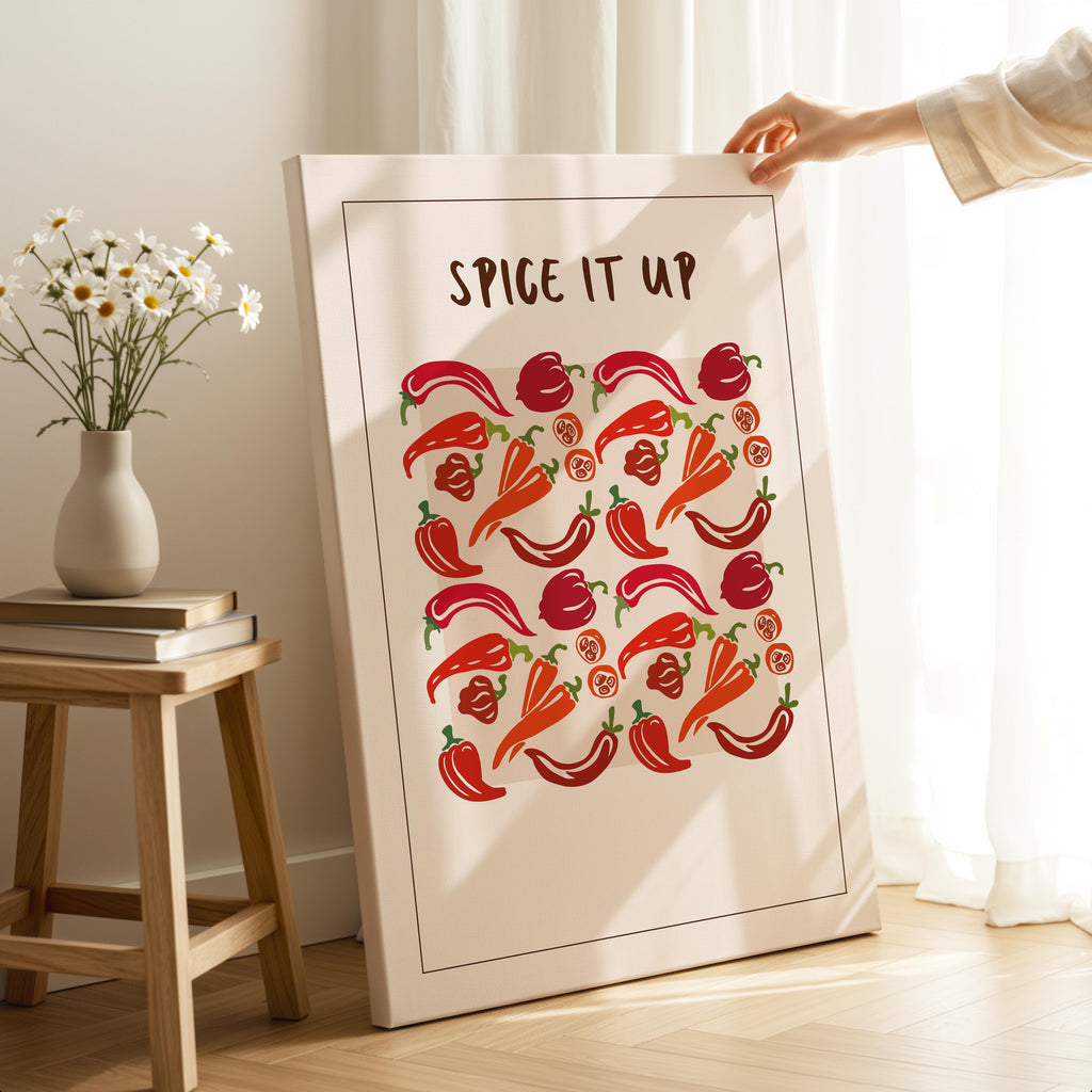 Spice It Up Hot Red Chilli Peppers Food - Framed Canvas Wall Art Print | House Prints