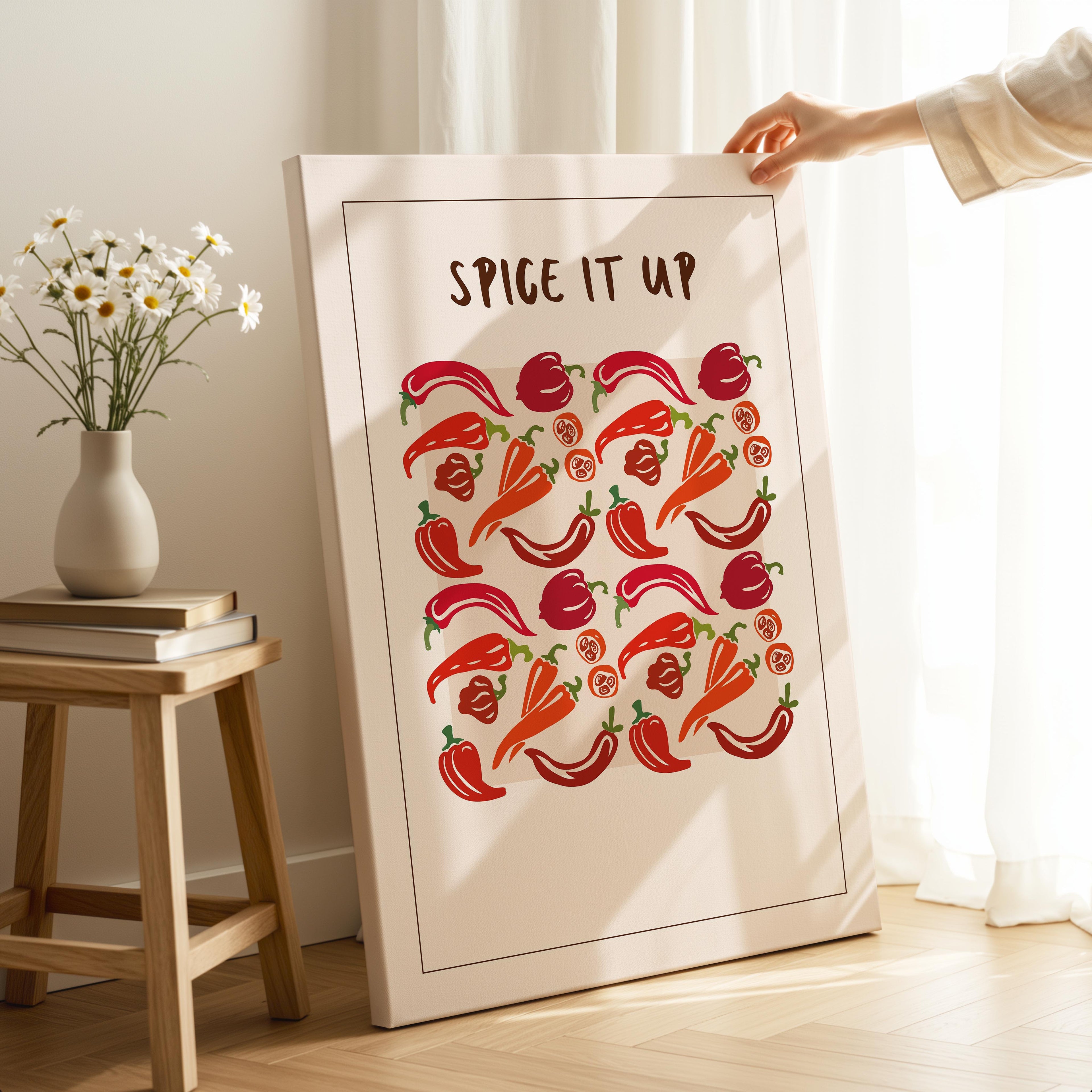 Spice It Up Hot Red Chilli Peppers Food - Framed Canvas Wall Art Print | House Prints