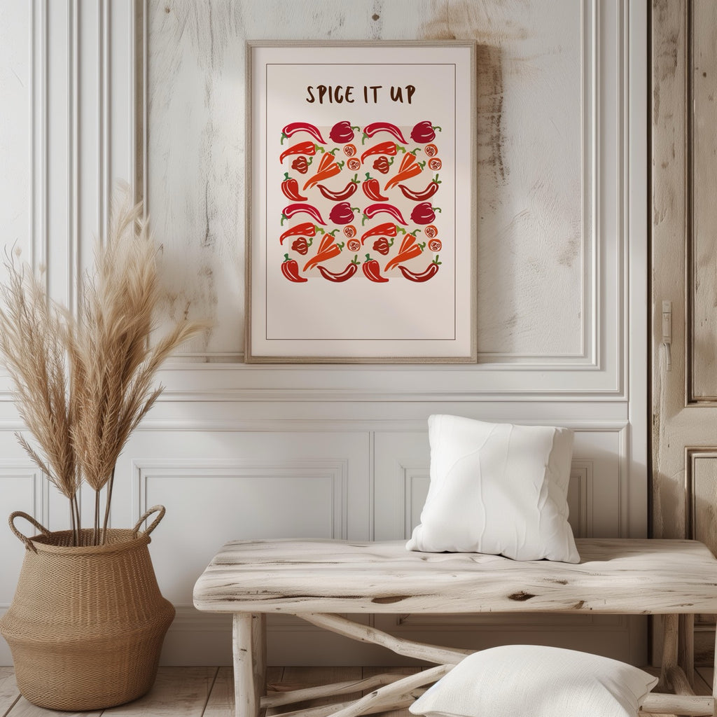 Spice It Up Hot Red Chilli Peppers Food - Rolled Poster Wall Art Print | House Prints