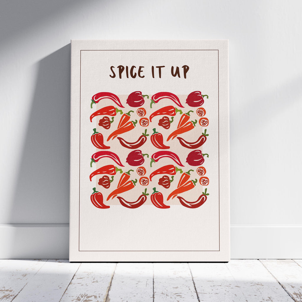 Spice It Up Hot Red Chilli Peppers Food - Framed Canvas Wall Art Print | House Prints