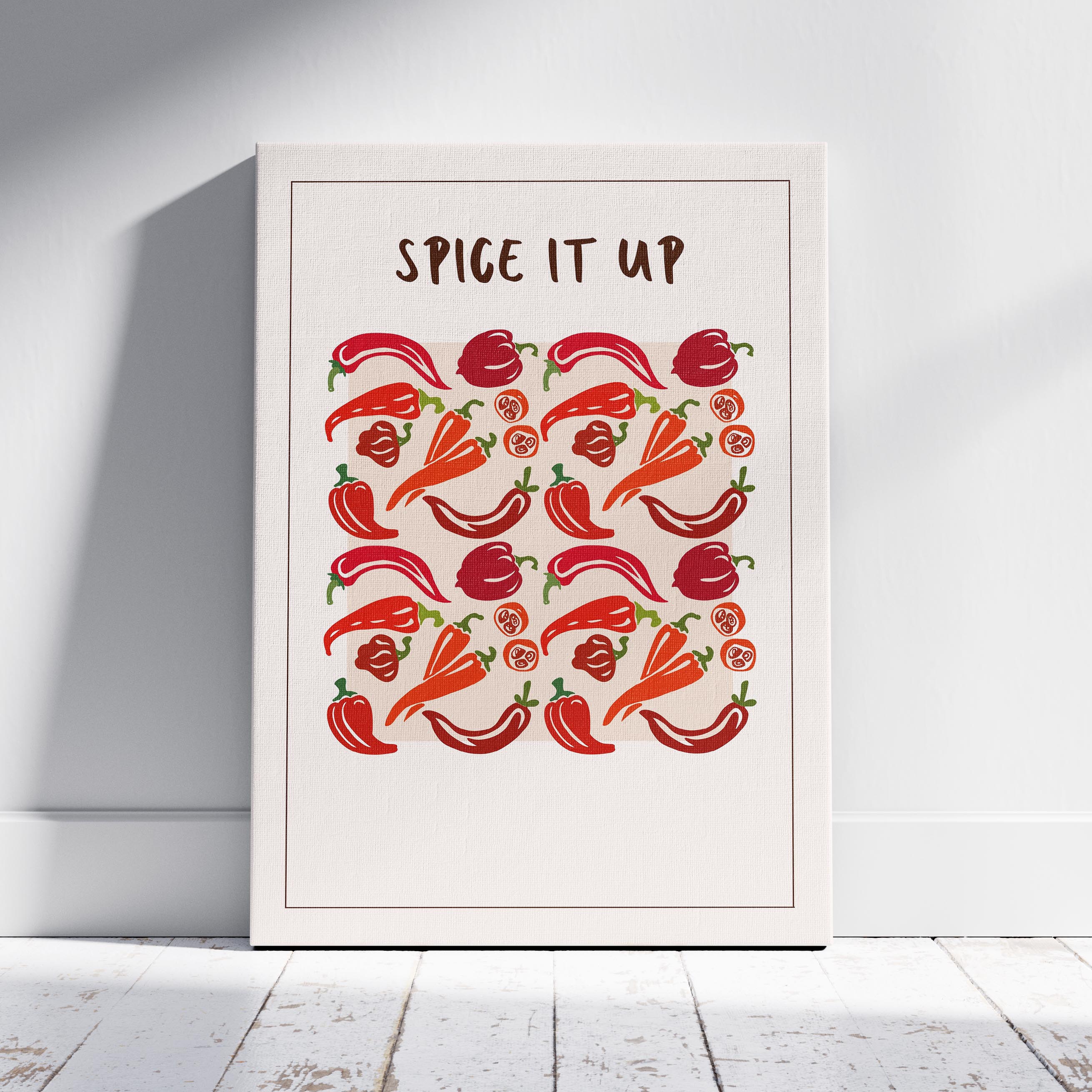 Spice It Up Hot Red Chilli Peppers Food - Framed Canvas Wall Art Print | House Prints