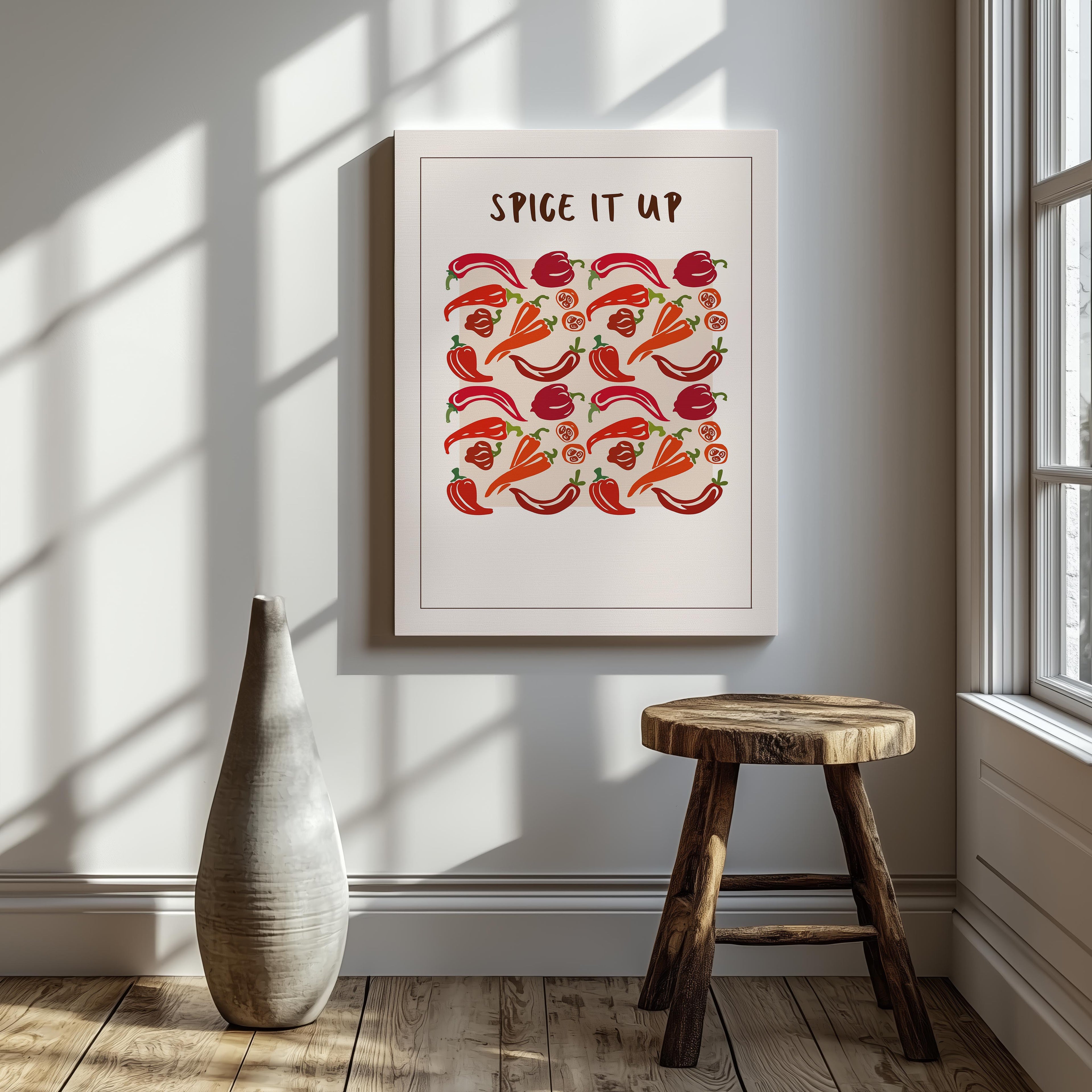 Spice It Up Hot Red Chilli Peppers Food - Framed Canvas Wall Art Print | House Prints