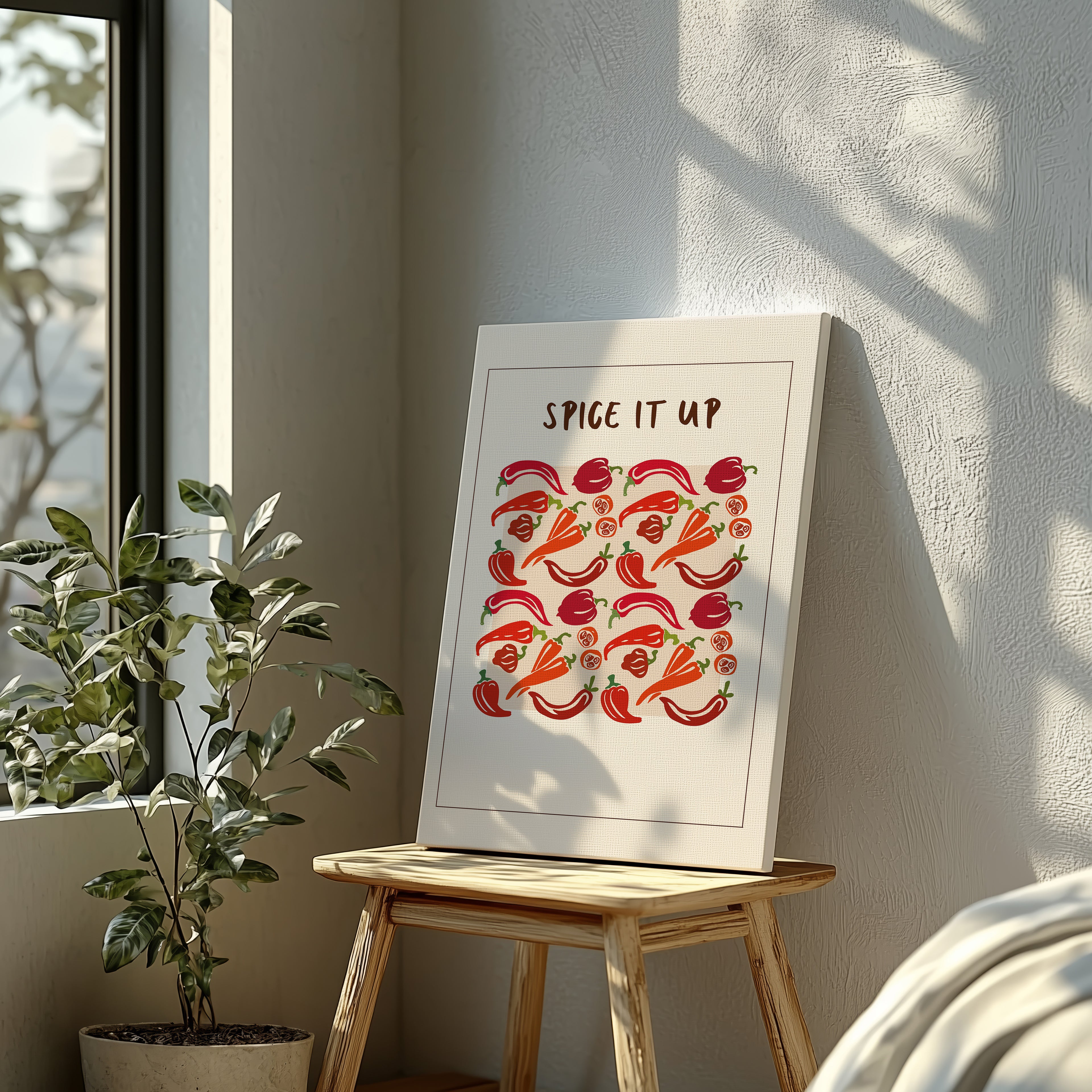 Spice It Up Hot Red Chilli Peppers Food - Framed Canvas Wall Art Print | House Prints