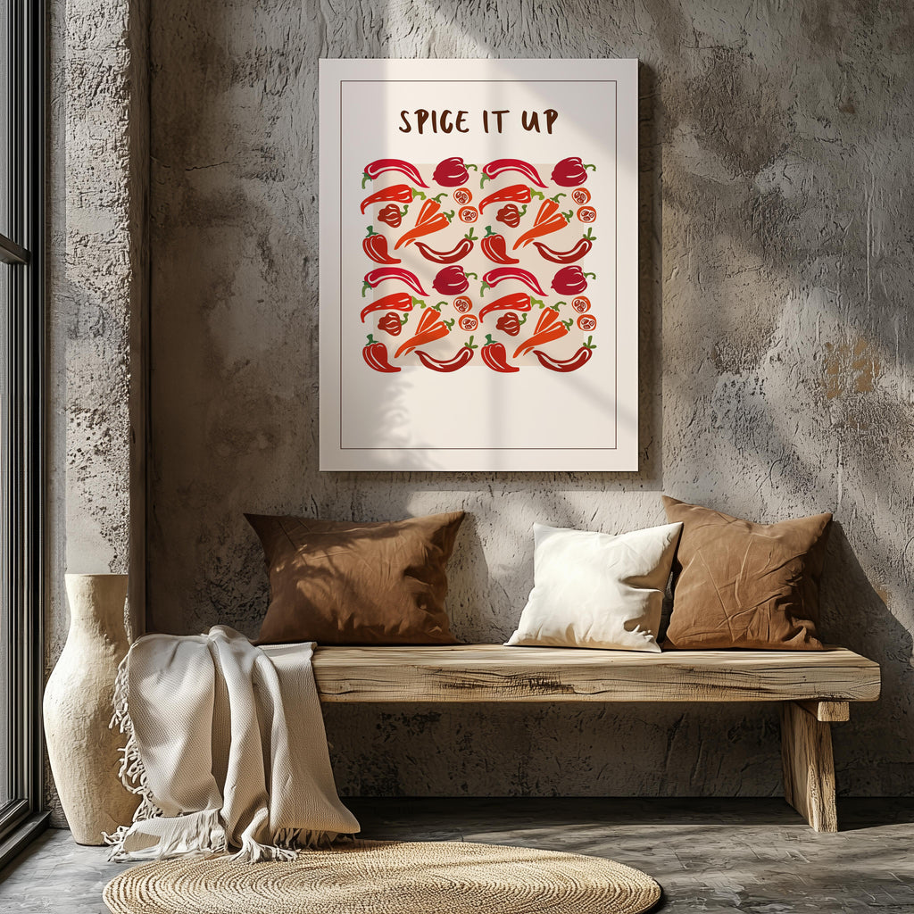 Spice It Up Hot Red Chilli Peppers Food - Framed Canvas Wall Art Print | House Prints