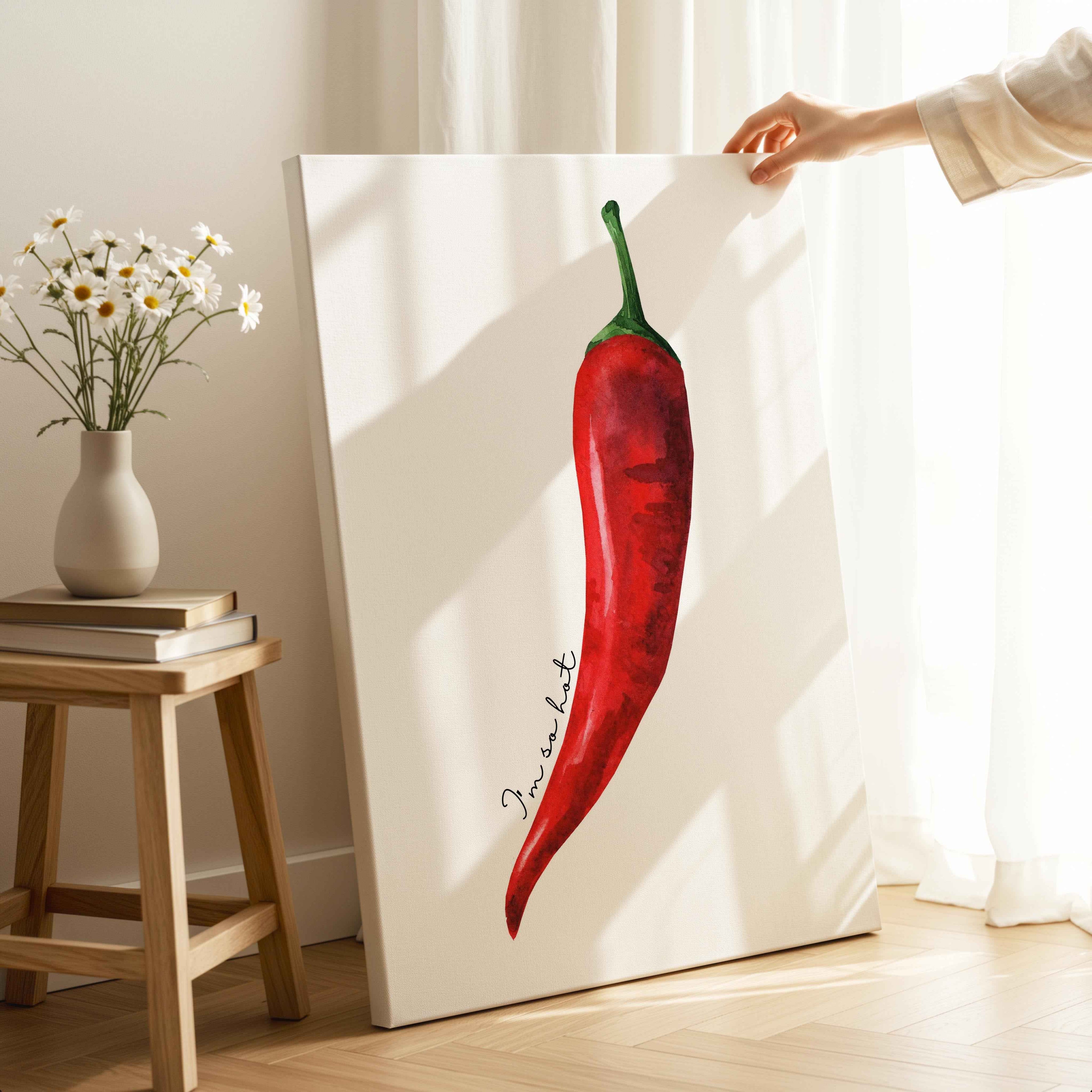 Red I'm So Hot Chilli Pepper - Framed Canvas Wall Art Print | House Prints