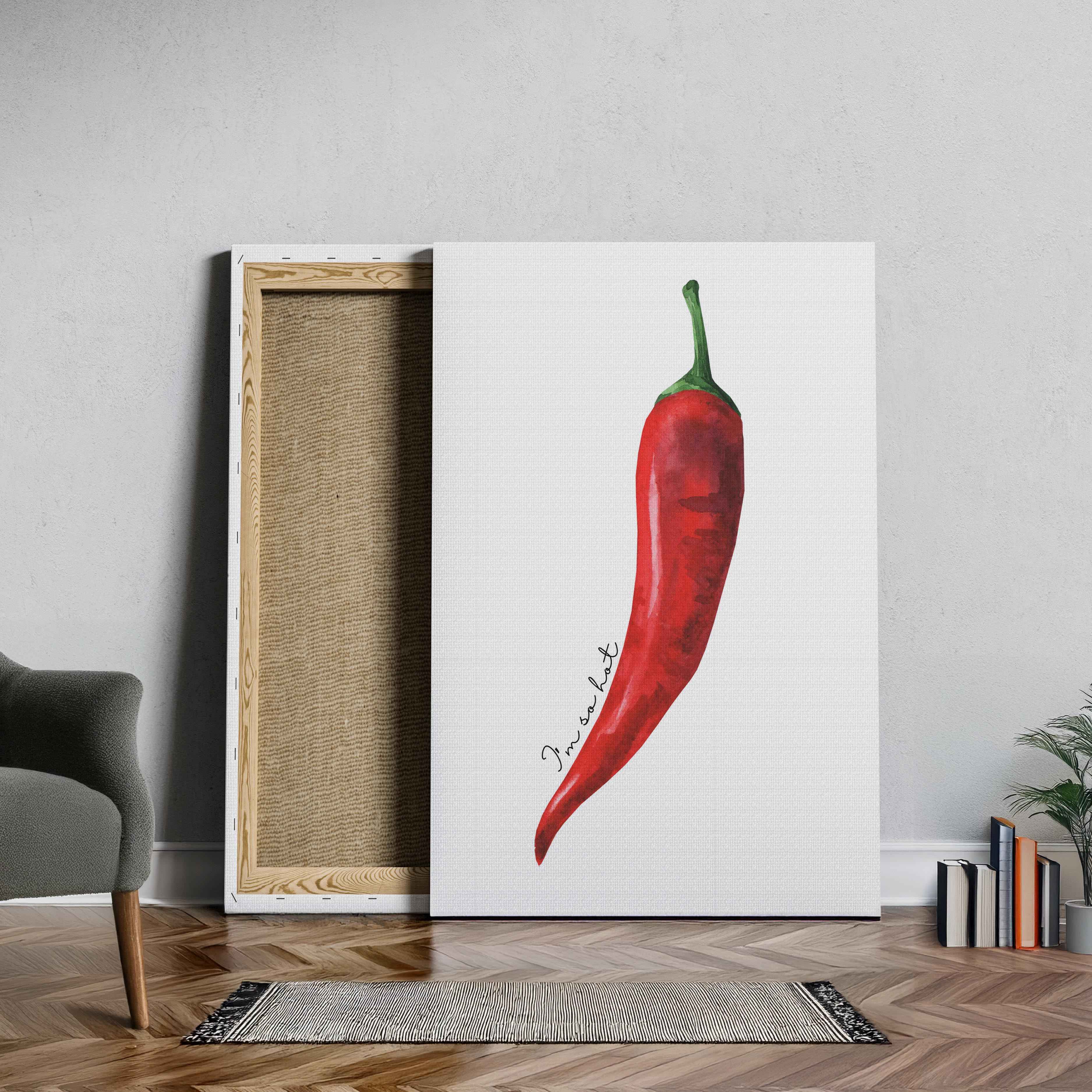 Red I'm So Hot Chilli Pepper - Framed Canvas Wall Art Print | House Prints