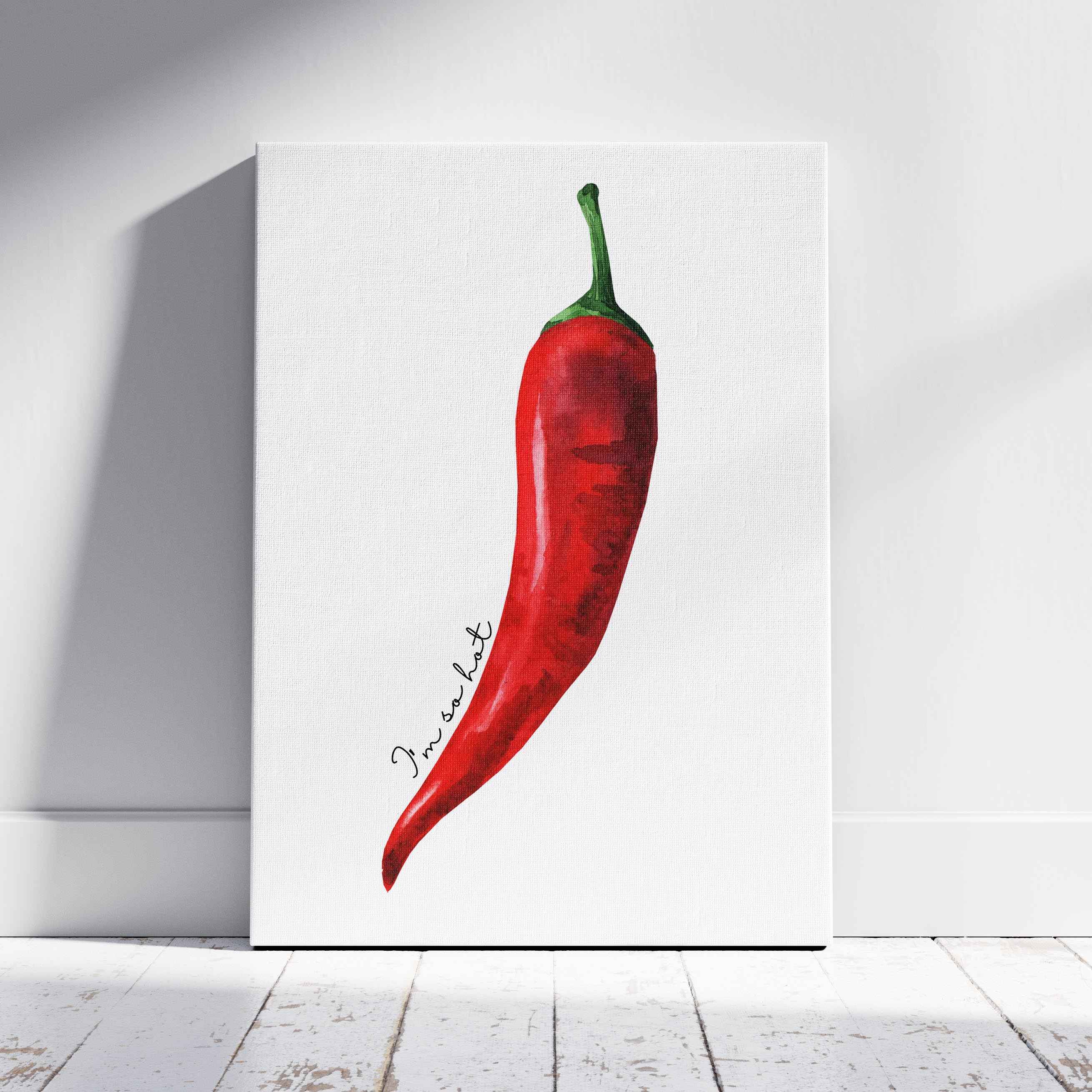 Red I'm So Hot Chilli Pepper - Framed Canvas Wall Art Print | House Prints
