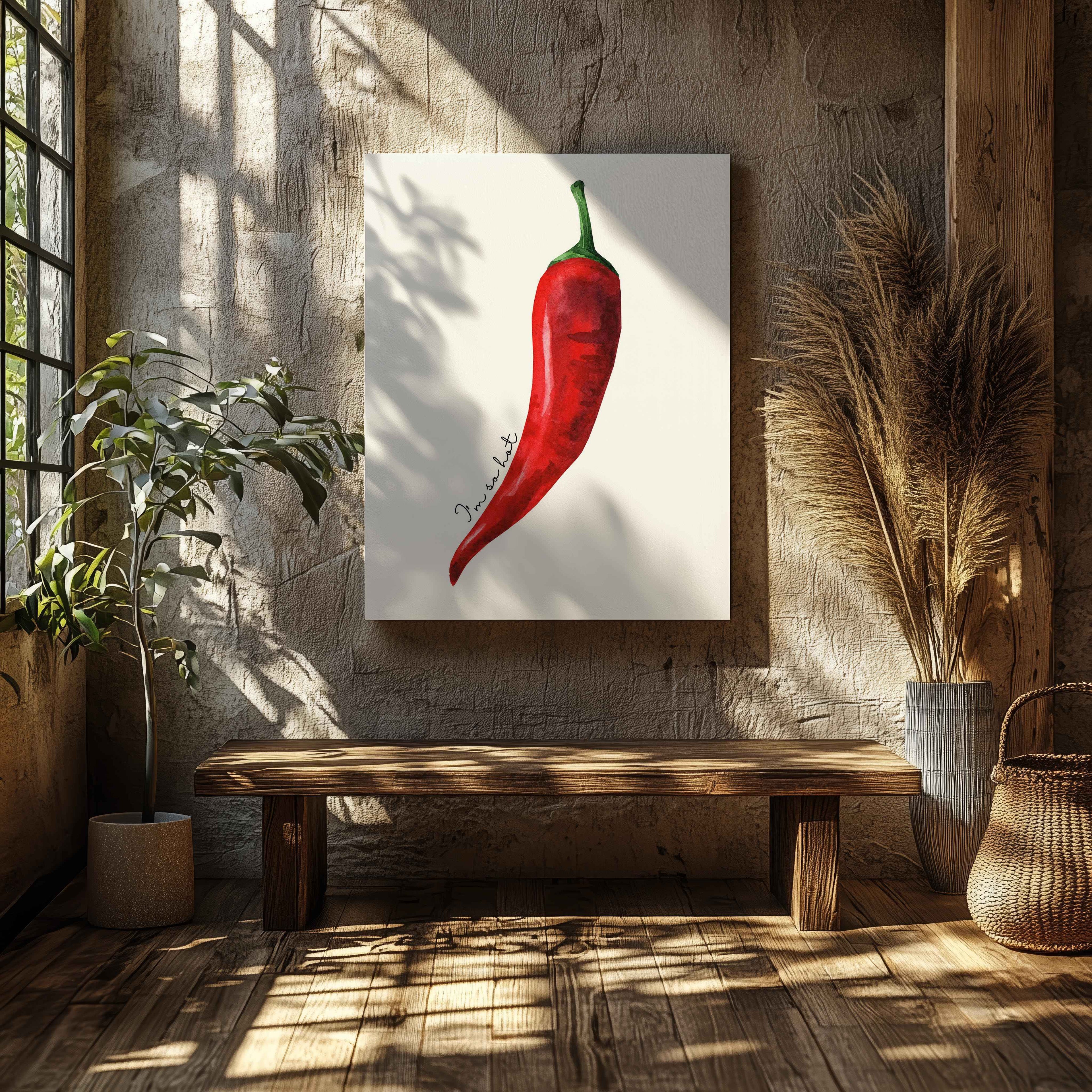 Red I'm So Hot Chilli Pepper - Framed Canvas Wall Art Print | House Prints