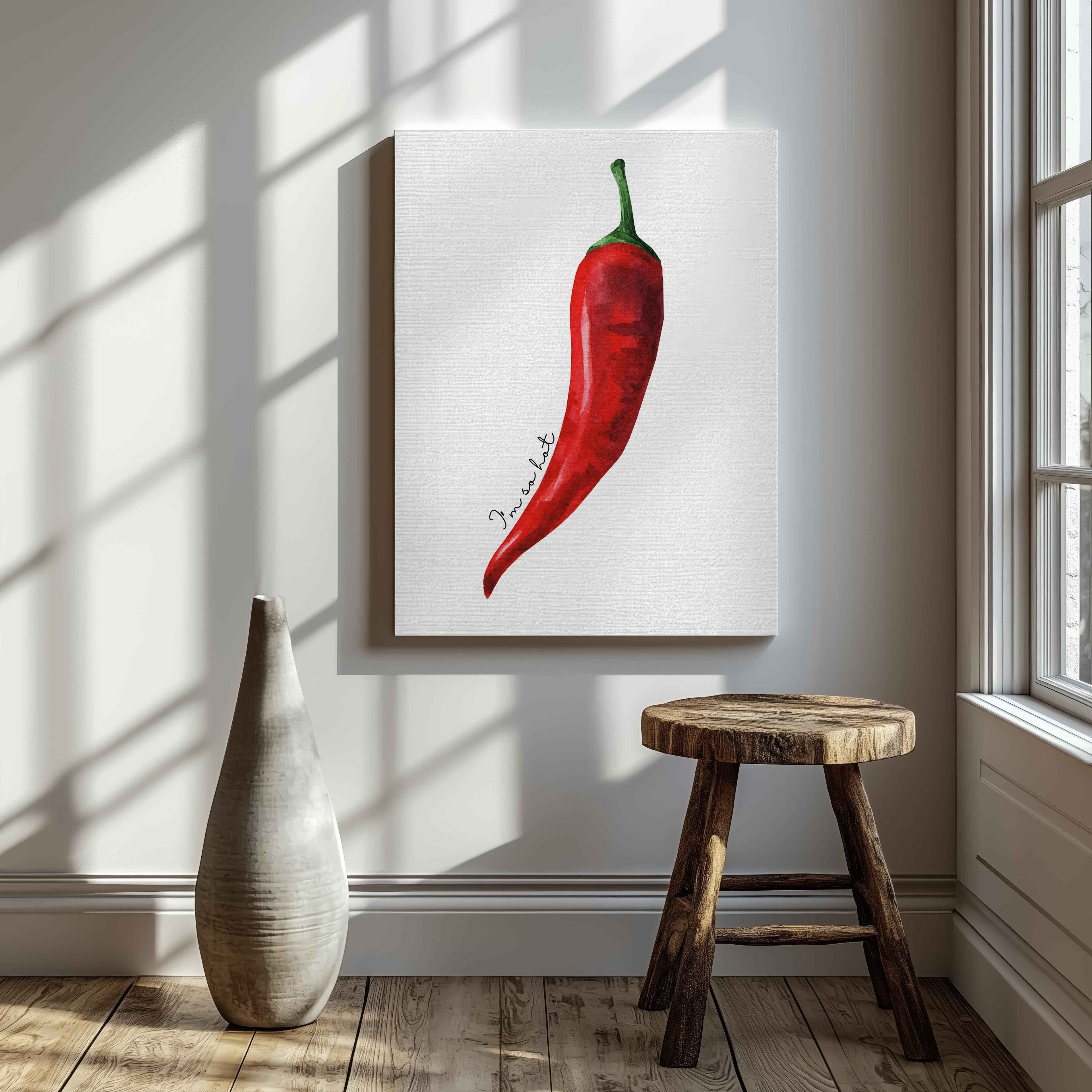 Red I'm So Hot Chilli Pepper - Framed Canvas Wall Art Print | House Prints