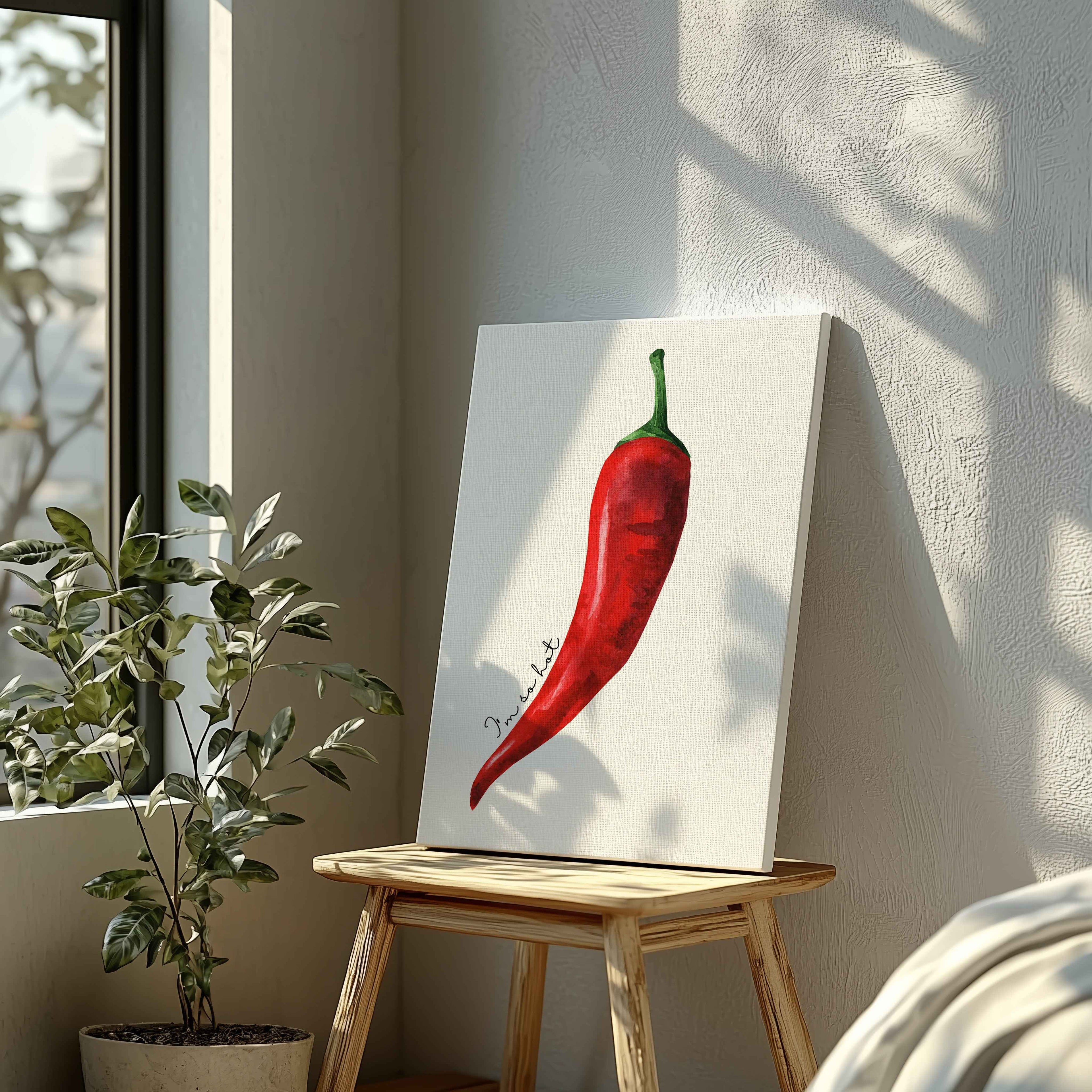 Red I'm So Hot Chilli Pepper - Framed Canvas Wall Art Print | House Prints
