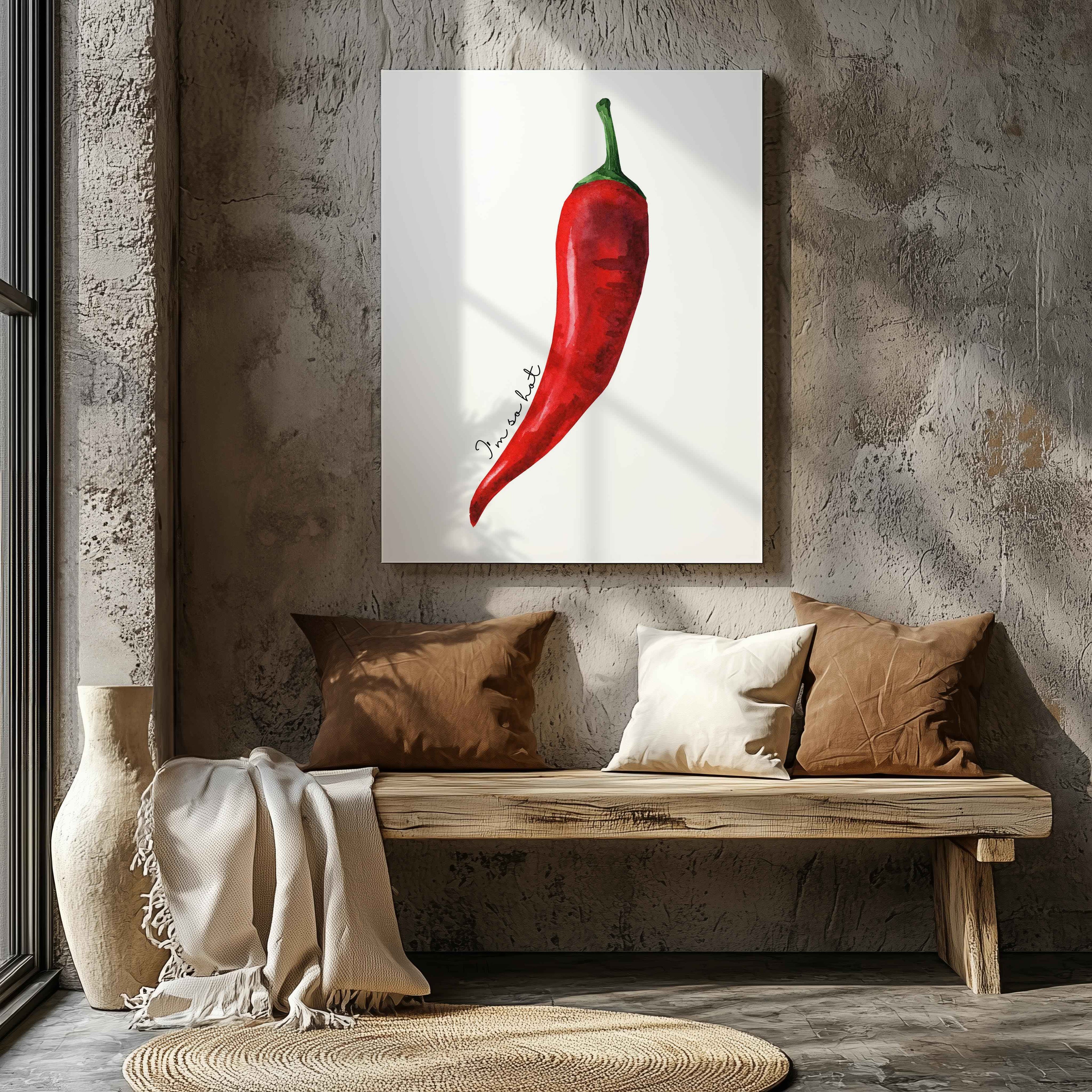 Red I'm So Hot Chilli Pepper - Framed Canvas Wall Art Print | House Prints