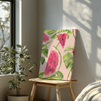 Summer Watermelon and Tropical Leaves - Framed Canvas Wall Art Print | House Prints