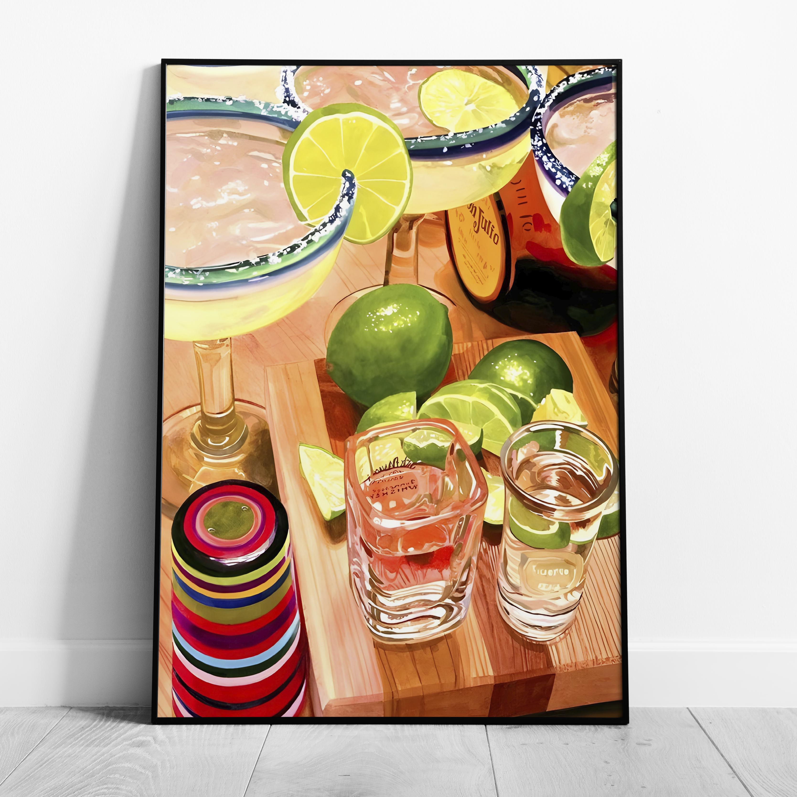 Tequila Cocktails & Lime Fiesta Drinks - Rolled Poster Wall Art Print | House Prints