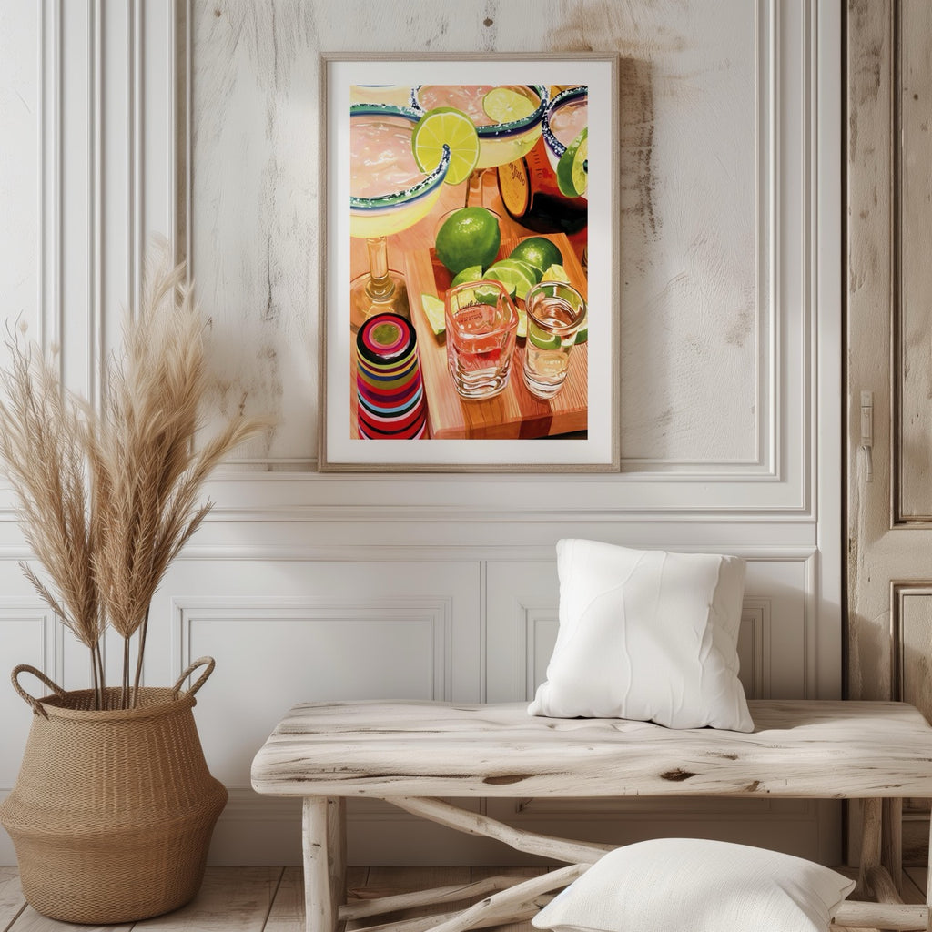 Tequila Cocktails & Lime Fiesta Drinks - Rolled Poster Wall Art Print | House Prints