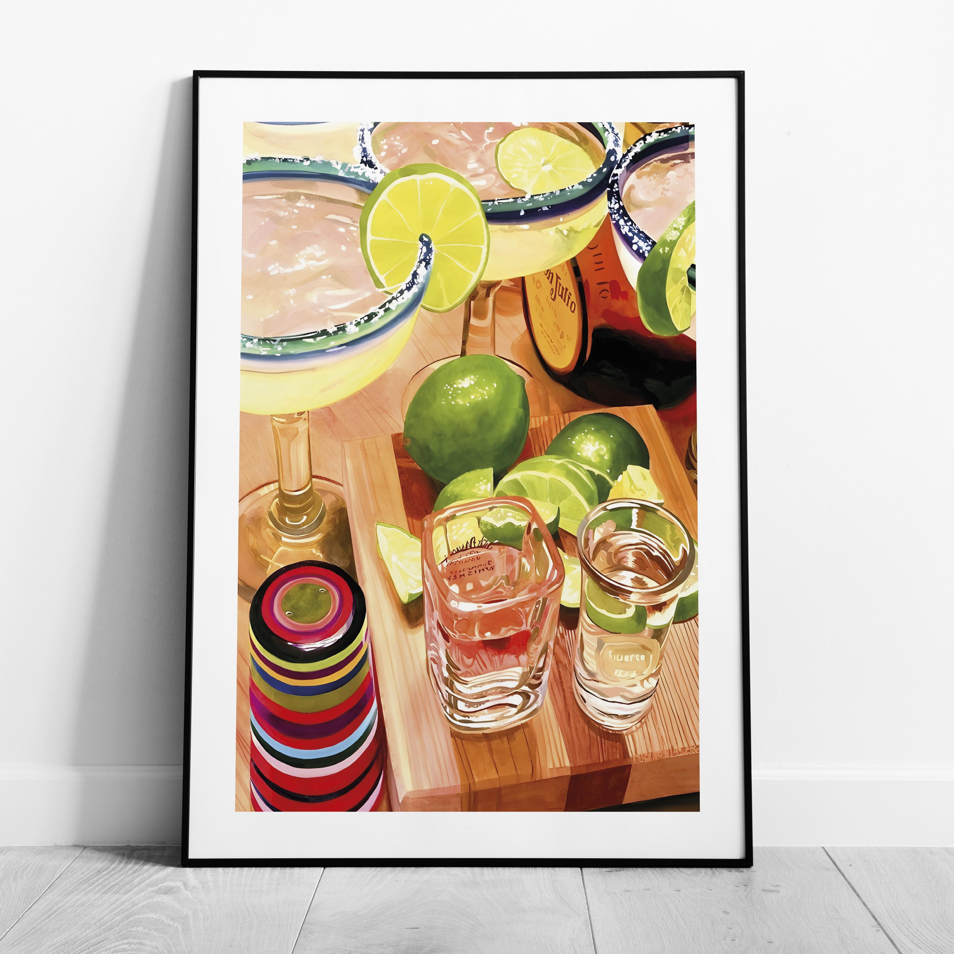 Tequila Cocktails & Lime Fiesta Drinks - Rolled Poster Wall Art Print | House Prints
