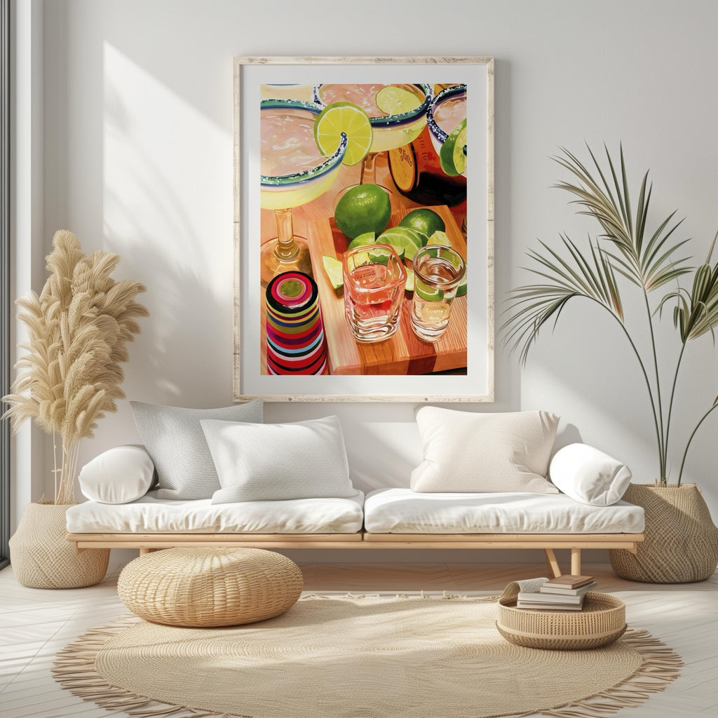 Tequila Cocktails & Lime Fiesta Drinks - Rolled Poster Wall Art Print | House Prints