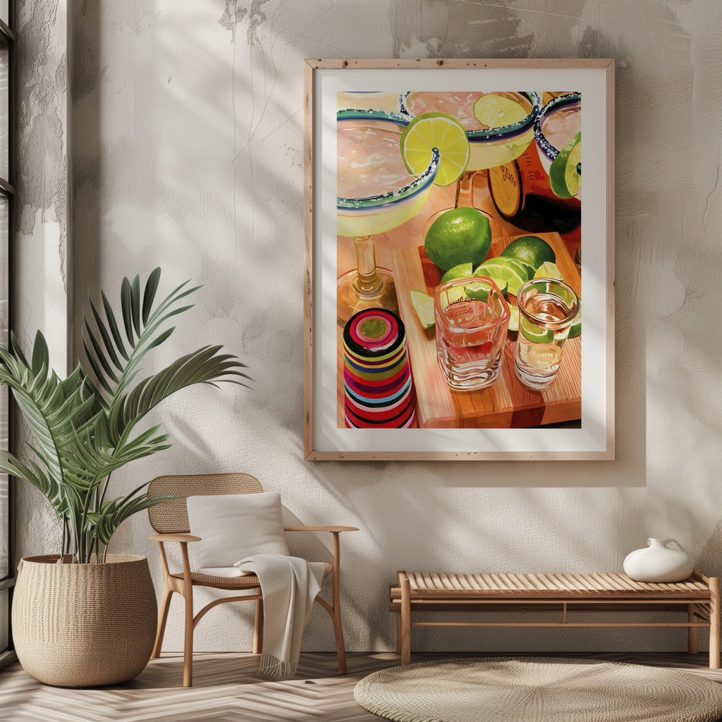 Tequila Cocktails & Lime Fiesta Drinks - Rolled Poster Wall Art Print | House Prints
