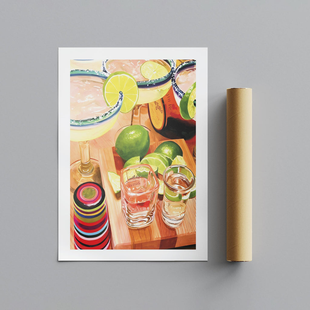 Tequila Cocktails & Lime Fiesta Drinks - Rolled Poster Wall Art Print | House Prints