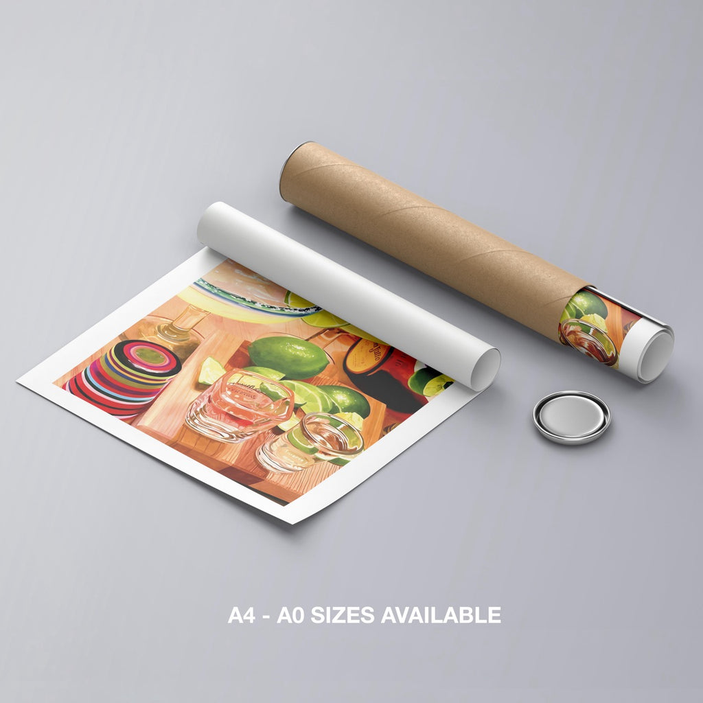 Tequila Cocktails & Lime Fiesta Drinks - Rolled Poster Wall Art Print | House Prints