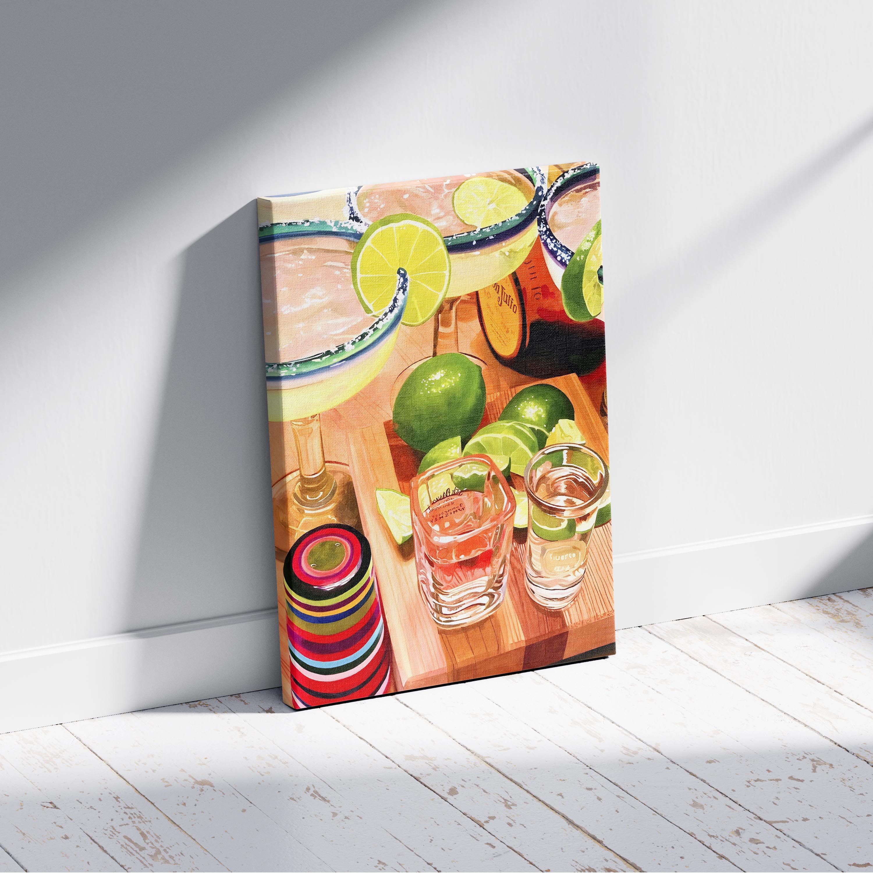 Tequila Cocktails & Lime Fiesta Drinks - Framed Canvas Wall Art Print | House Prints