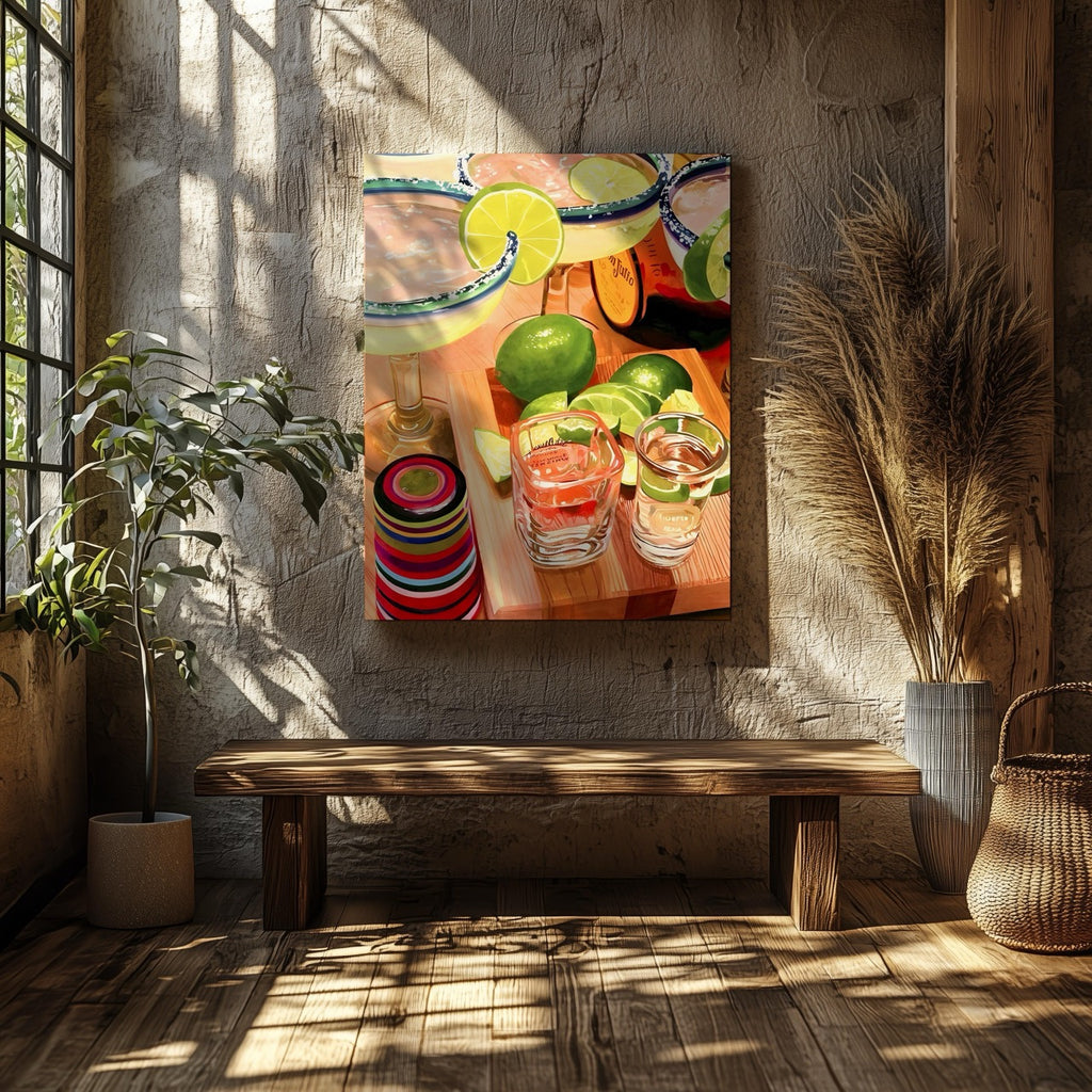 Tequila Cocktails & Lime Fiesta Drinks - Framed Canvas Wall Art Print | House Prints