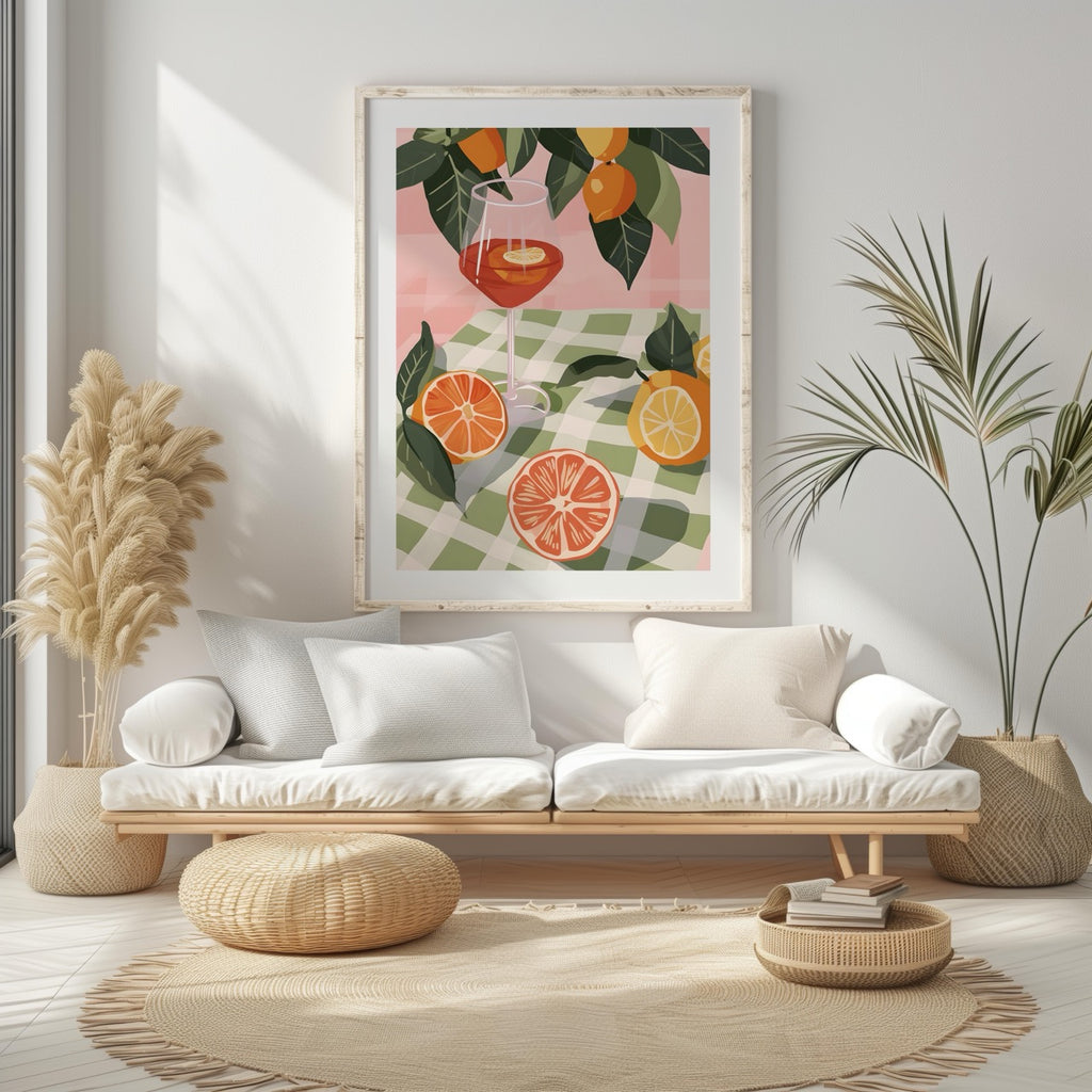 Summer Citrus Picnic Delight - Rolled Poster Wall Art Print | House Prints