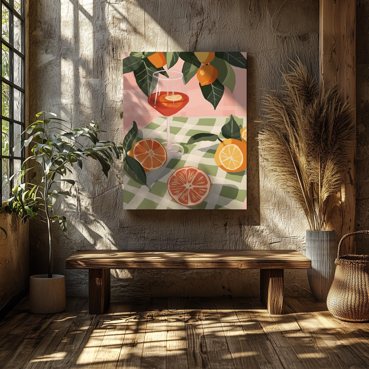Summer Citrus Picnic Delight - Framed Canvas Wall Art Print | House Prints