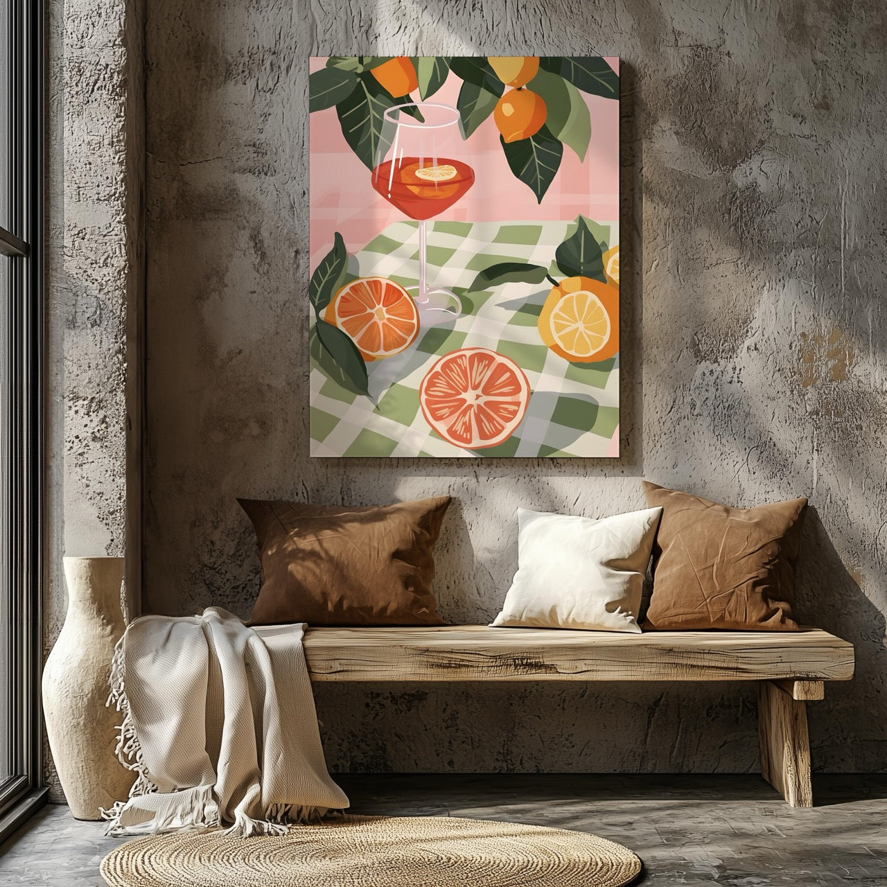 Summer Citrus Picnic Delight - Framed Canvas Wall Art Print | House Prints
